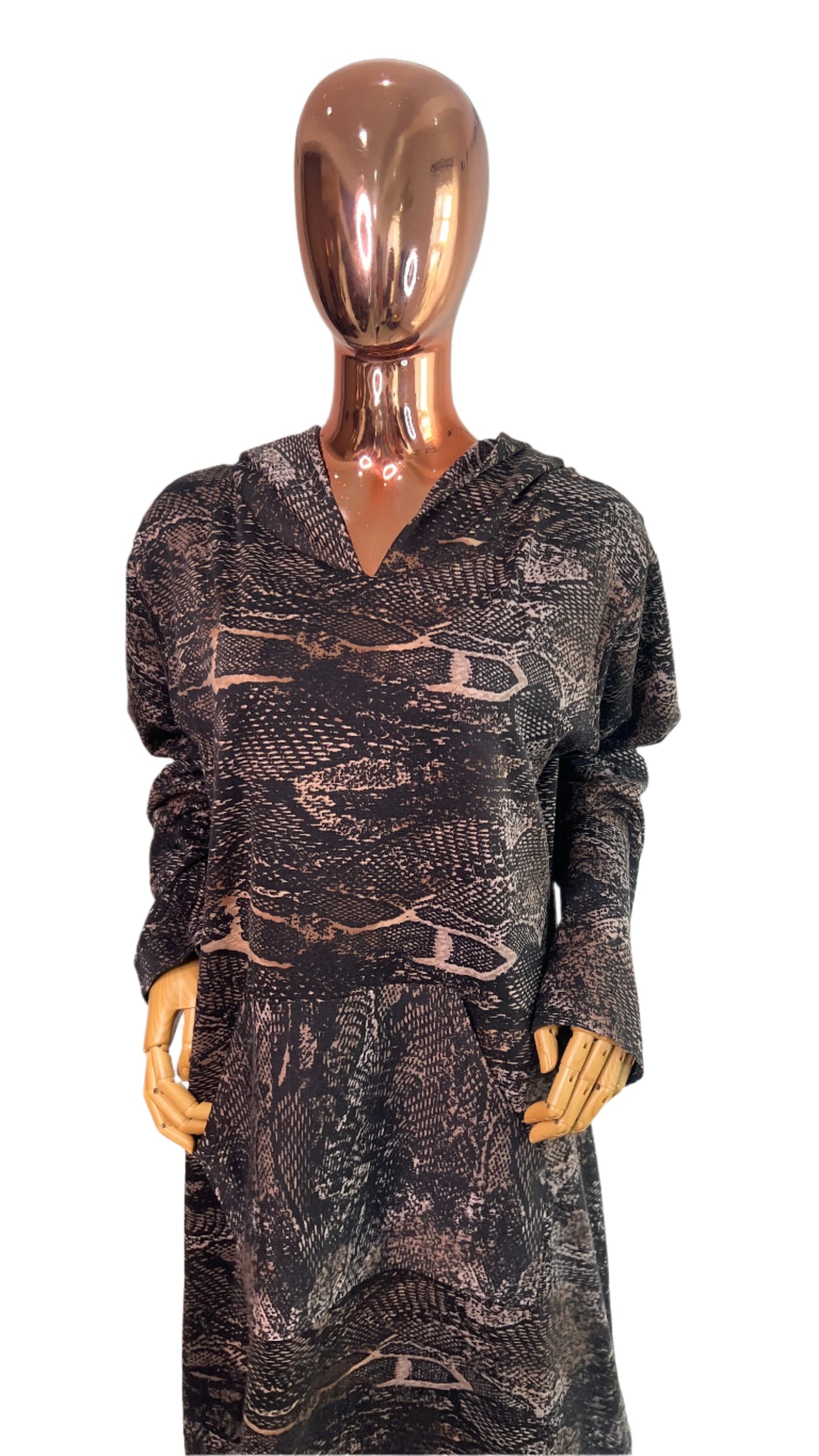 Eezzy Animal print Stretch Hooded Lounge Maxi Dress