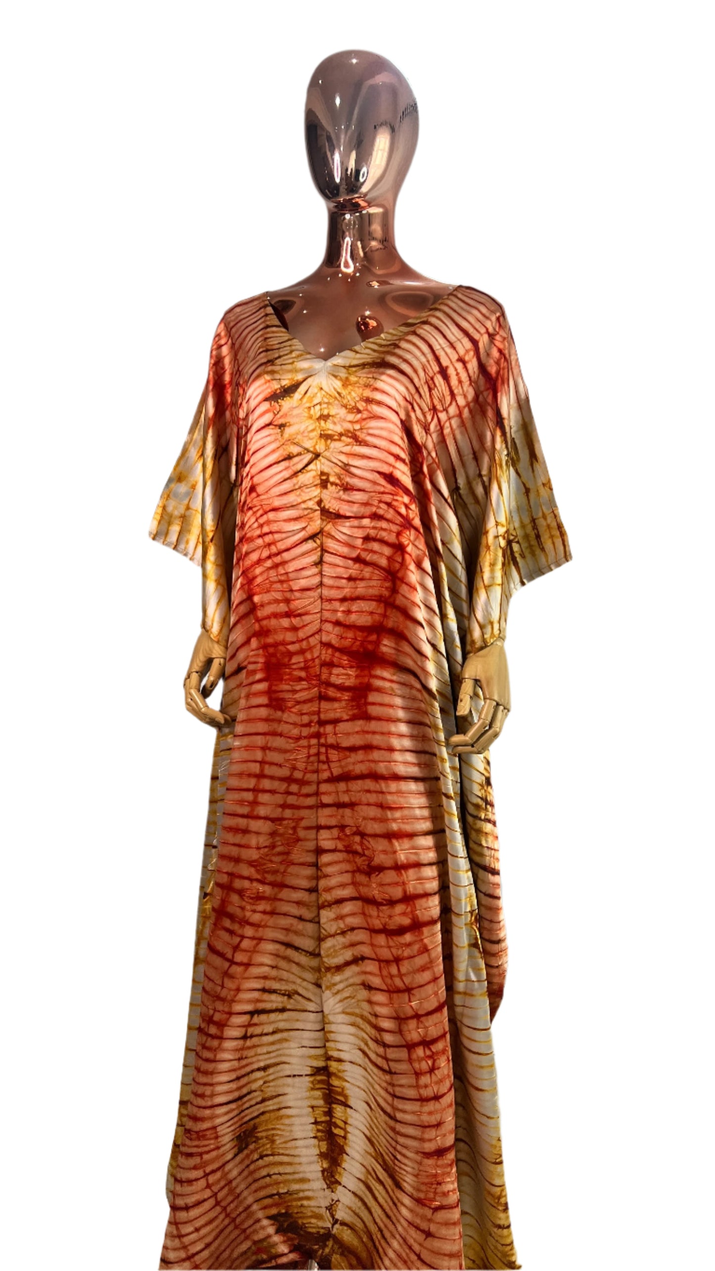 African Print Adire Silk Kaftan Evening Gown/maxi Dress