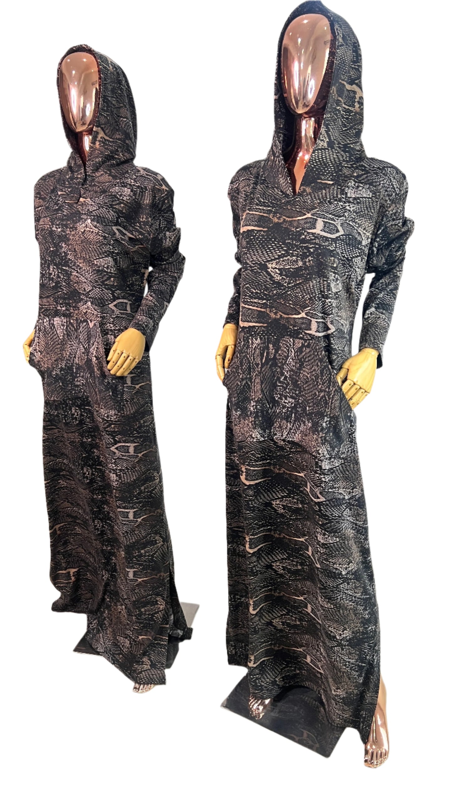Eezzy Animal print Stretch Hooded Lounge Maxi Dress