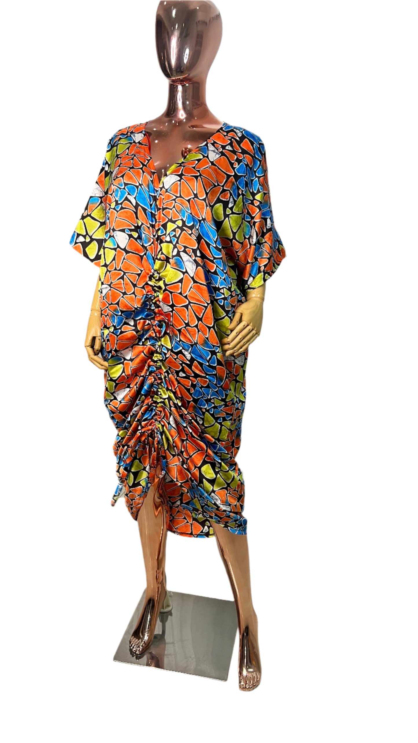 Eezzy Adire Silk Kaftan Maxi Dress - 001
