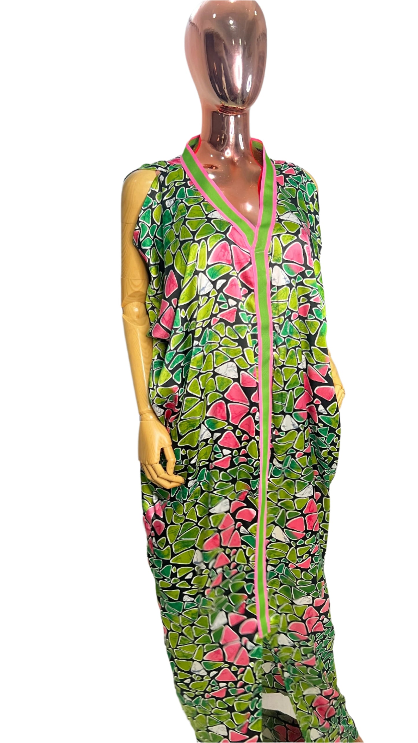 Eezzy Adire Silk Kaftan Maxi Dress - 001