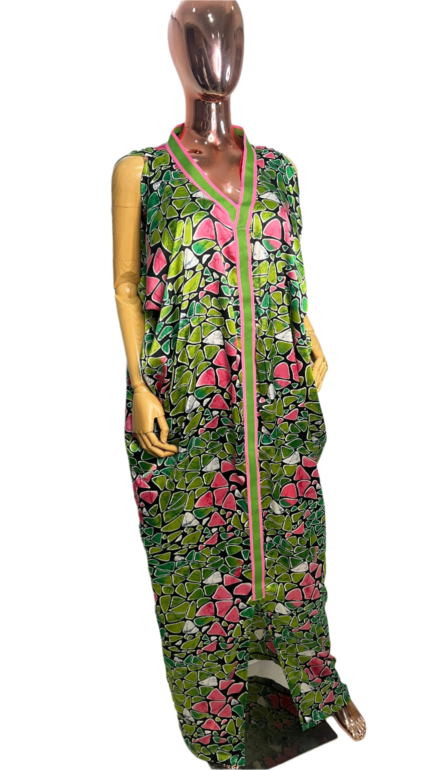 Eezzy Adire Silk Kaftan Maxi Dress - 001