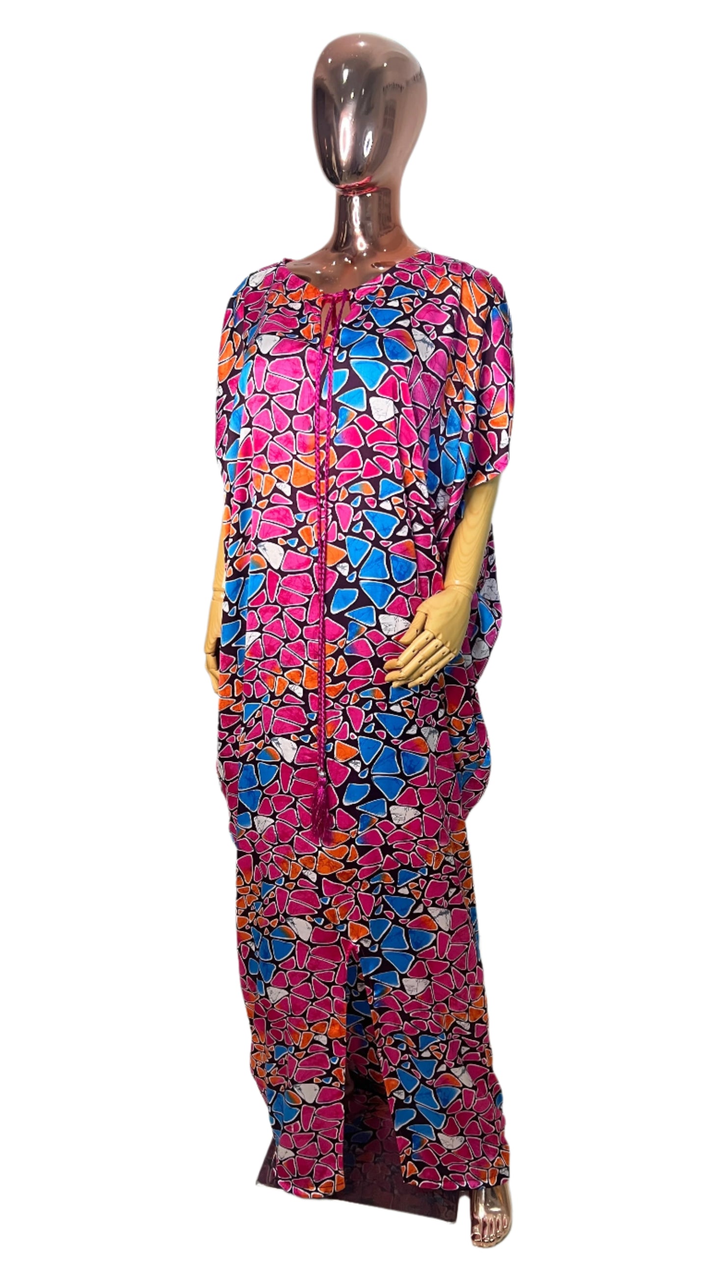 Eezzy Adire Silk Kaftan Maxi Dress - 001