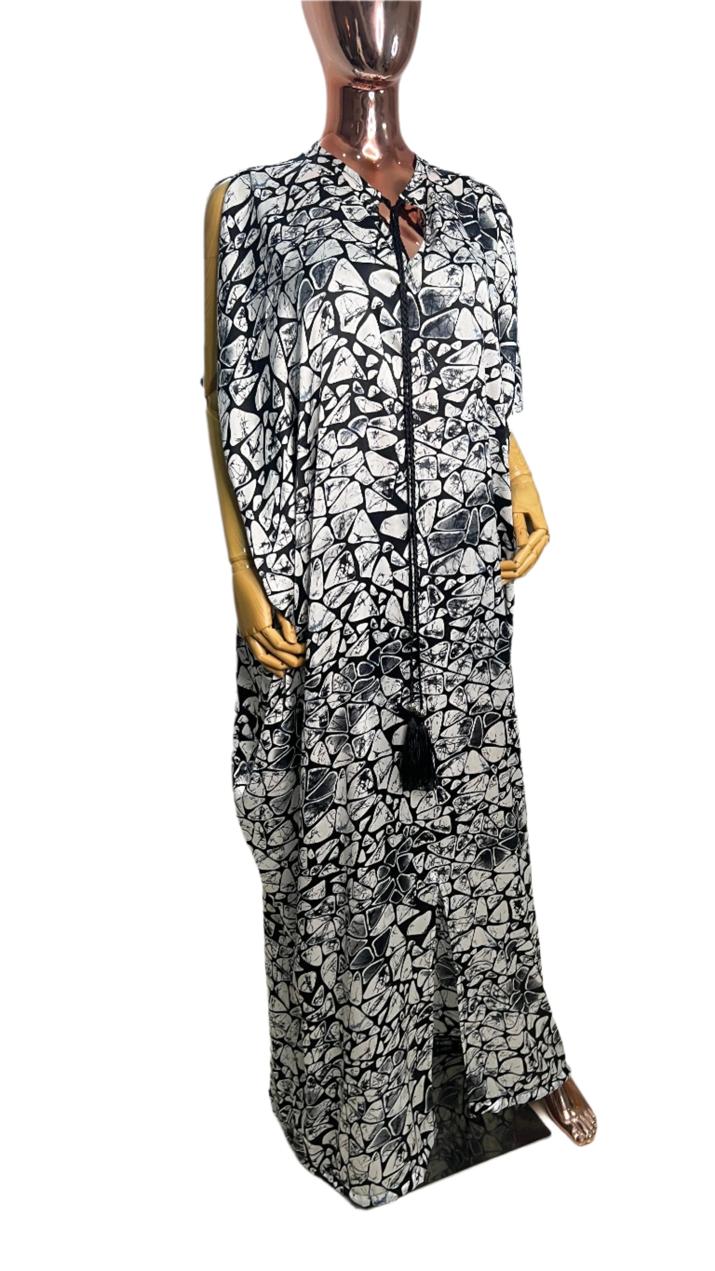 Eezzy Adire Silk Kaftan Maxi Dress - 001
