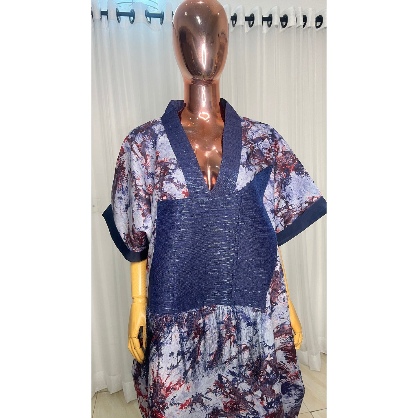Adire/Batik Tye Dye Cotton kaftan/BouBou Kaftan/Caftan Shirt dress Summer/Beach wear Evening wear maxi/gown with slit