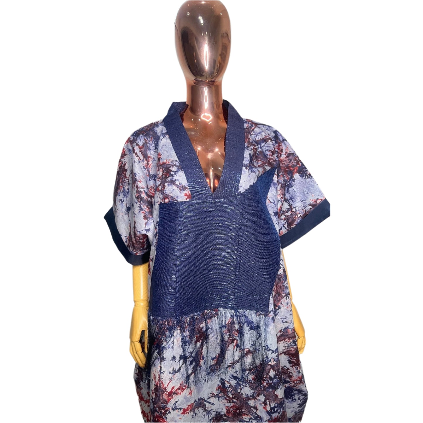 Adire/Batik Tye Dye Cotton kaftan/BouBou Kaftan/Caftan Shirt dress Summer/Beach wear Evening wear maxi/gown with slit