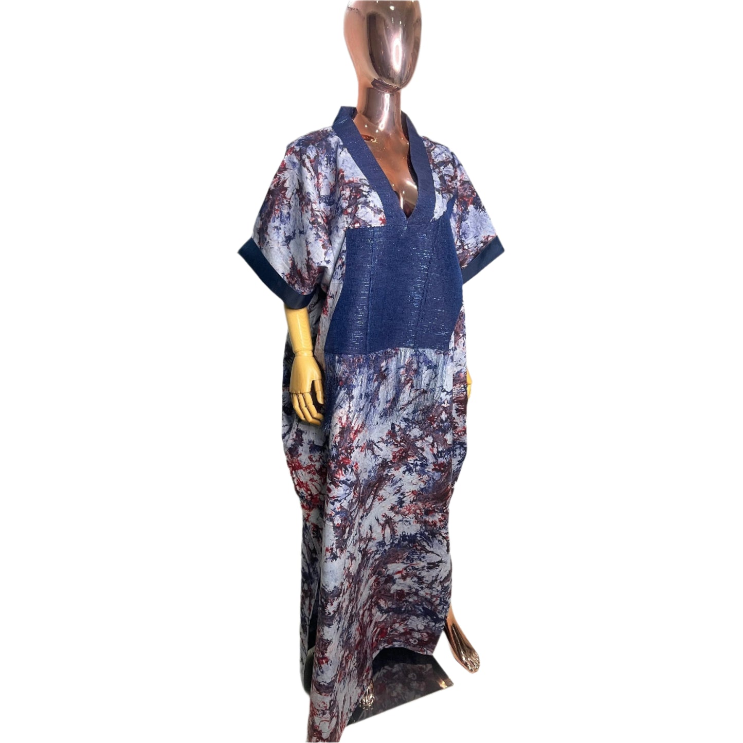 Adire/Batik Tye Dye Cotton kaftan/BouBou Kaftan/Caftan Shirt dress Summer/Beach wear Evening wear maxi/gown with slit