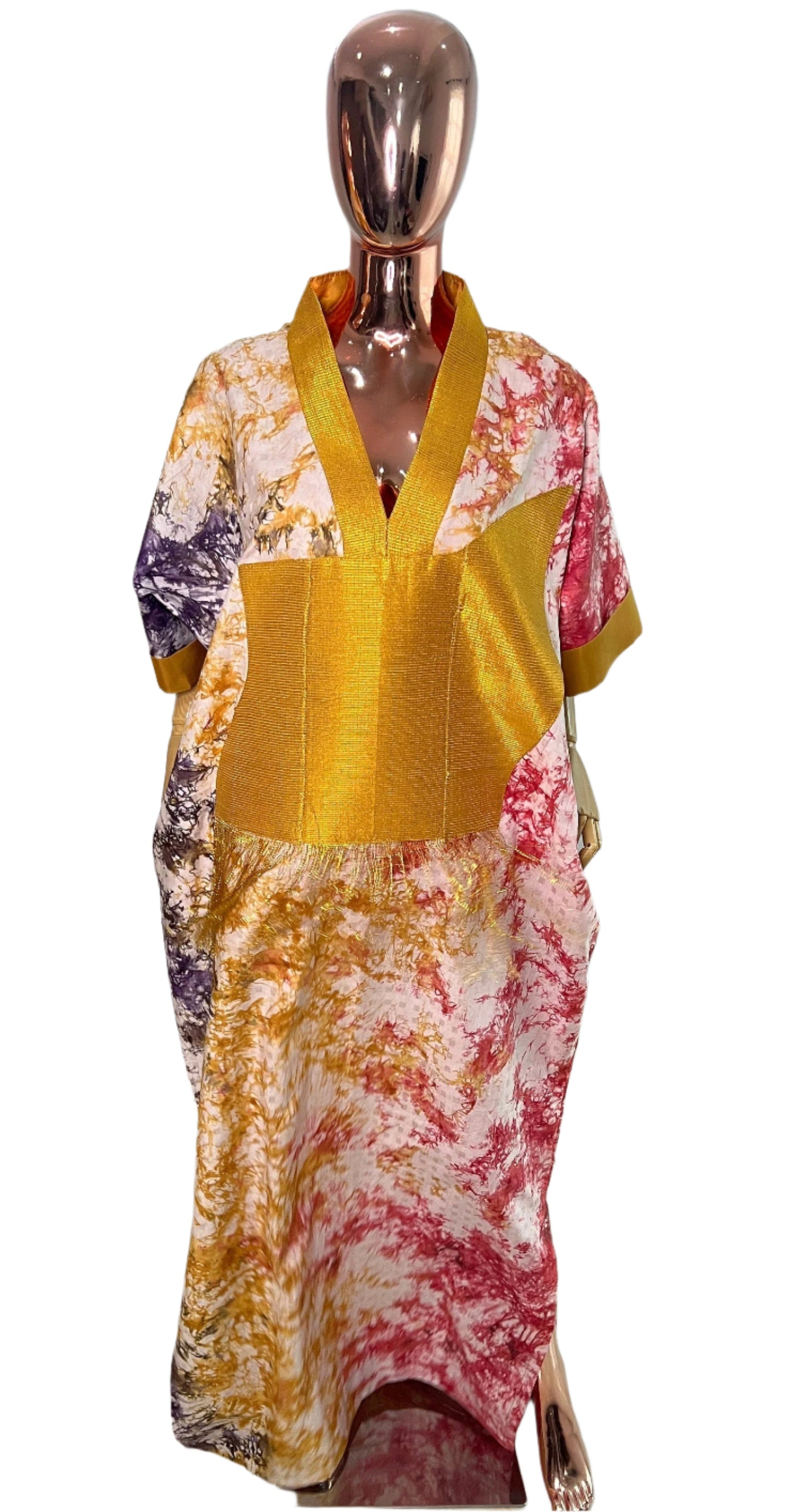 Adire/Batik Tye Dye Cotton kaftan/BouBou Kaftan/Caftan Shirt dress Summer/Beach wear Evening wear maxi/gown with slit