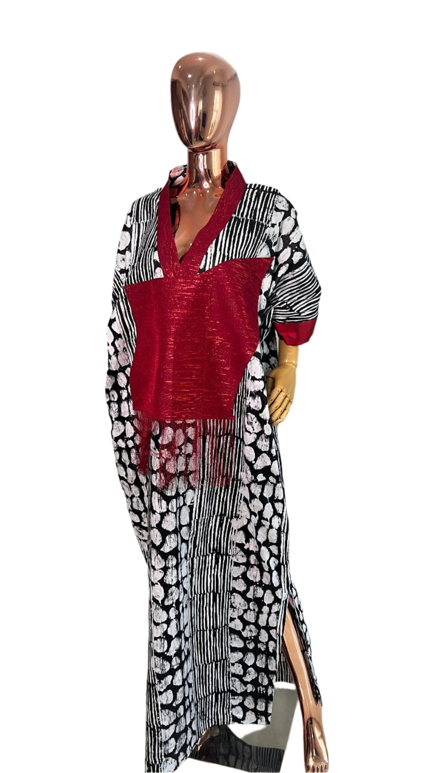Adire/Batik Tye Dye Brocade kaftan/BouBou Kaftan/Caftan Shirt dress Summer/Beach wear Evening wear maxi/gown with slit