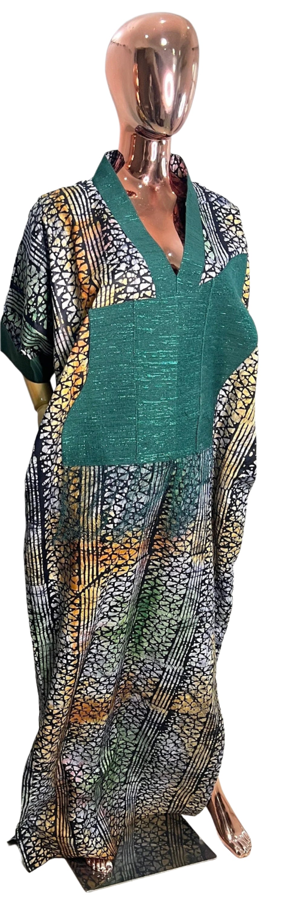 Adire/Batik Tye Dye Brocade kaftan/BouBou Kaftan/Caftan Shirt dress Summer/Beach wear Evening wear maxi/gown with slit
