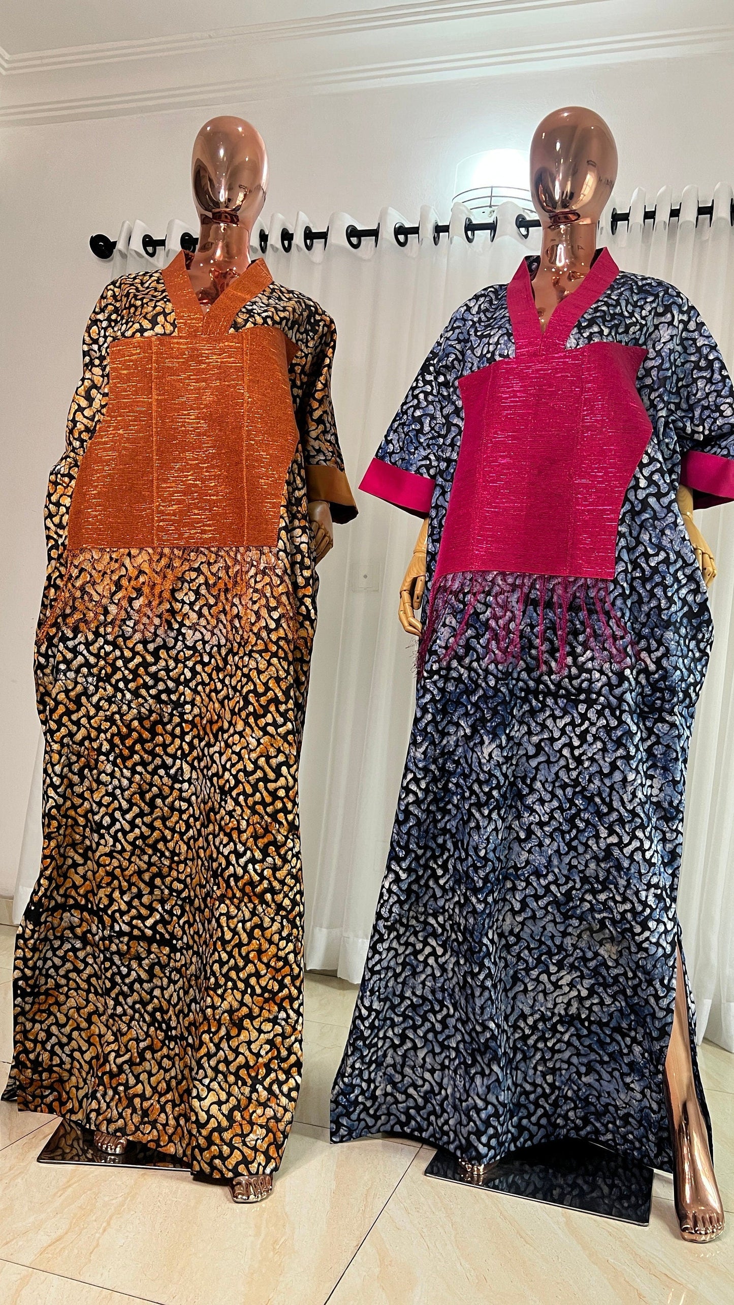 Adire/Batik Tye Dye Brocade kaftan/BouBou Kaftan/Caftan Shirt dress Summer/Beach wear Evening wear maxi/gown with slit