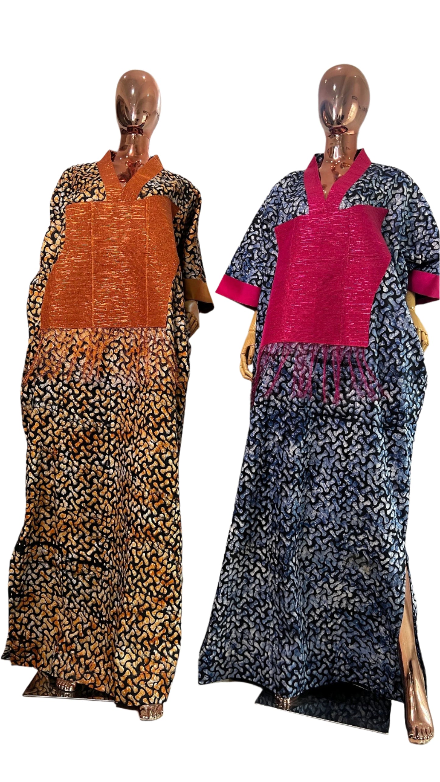 Adire/Batik Tye Dye Brocade kaftan/BouBou Kaftan/Caftan Shirt dress Summer/Beach wear Evening wear maxi/gown with slit