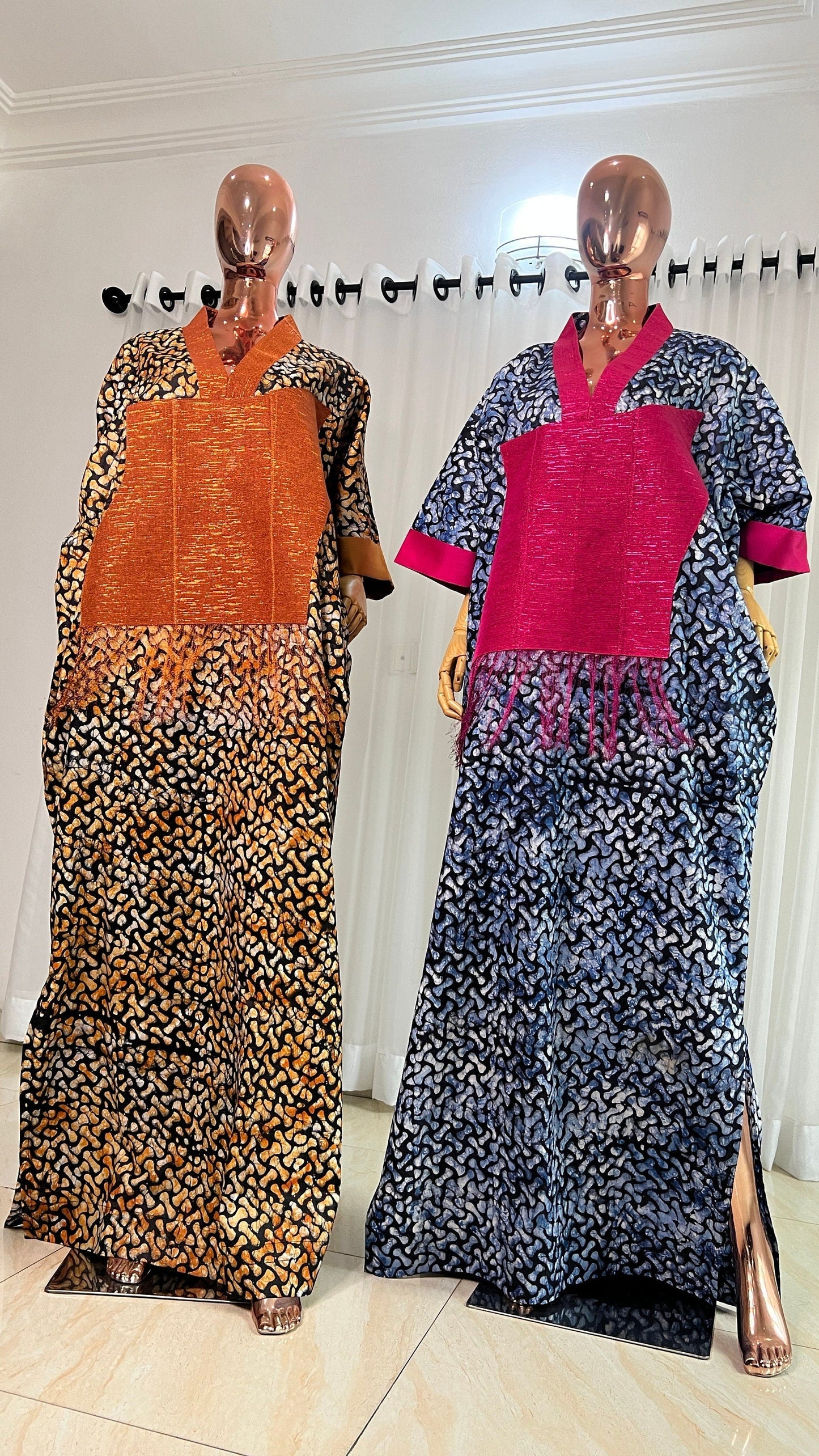 Adire/Batik Tye Dye Brocade kaftan/BouBou Kaftan/Caftan Shirt dress Summer/Beach wear Evening wear maxi/gown with slit