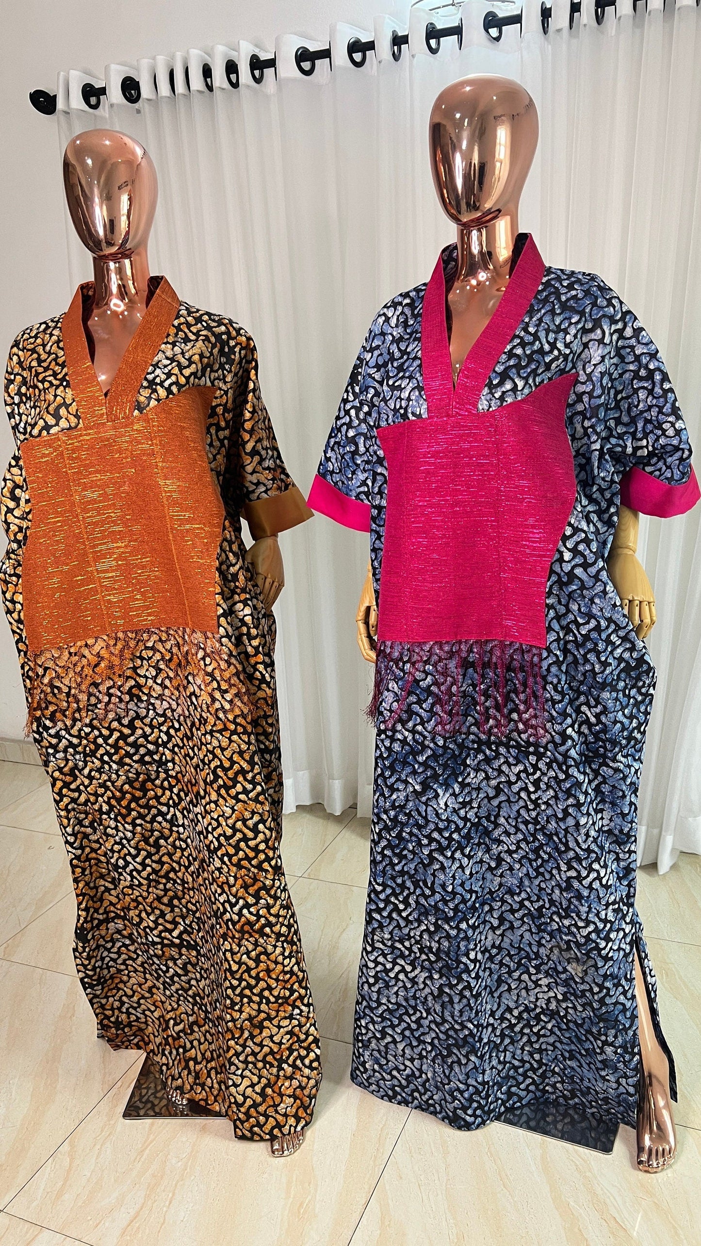 Adire/Batik Tye Dye Brocade kaftan/BouBou Kaftan/Caftan Shirt dress Summer/Beach wear Evening wear maxi/gown with slit