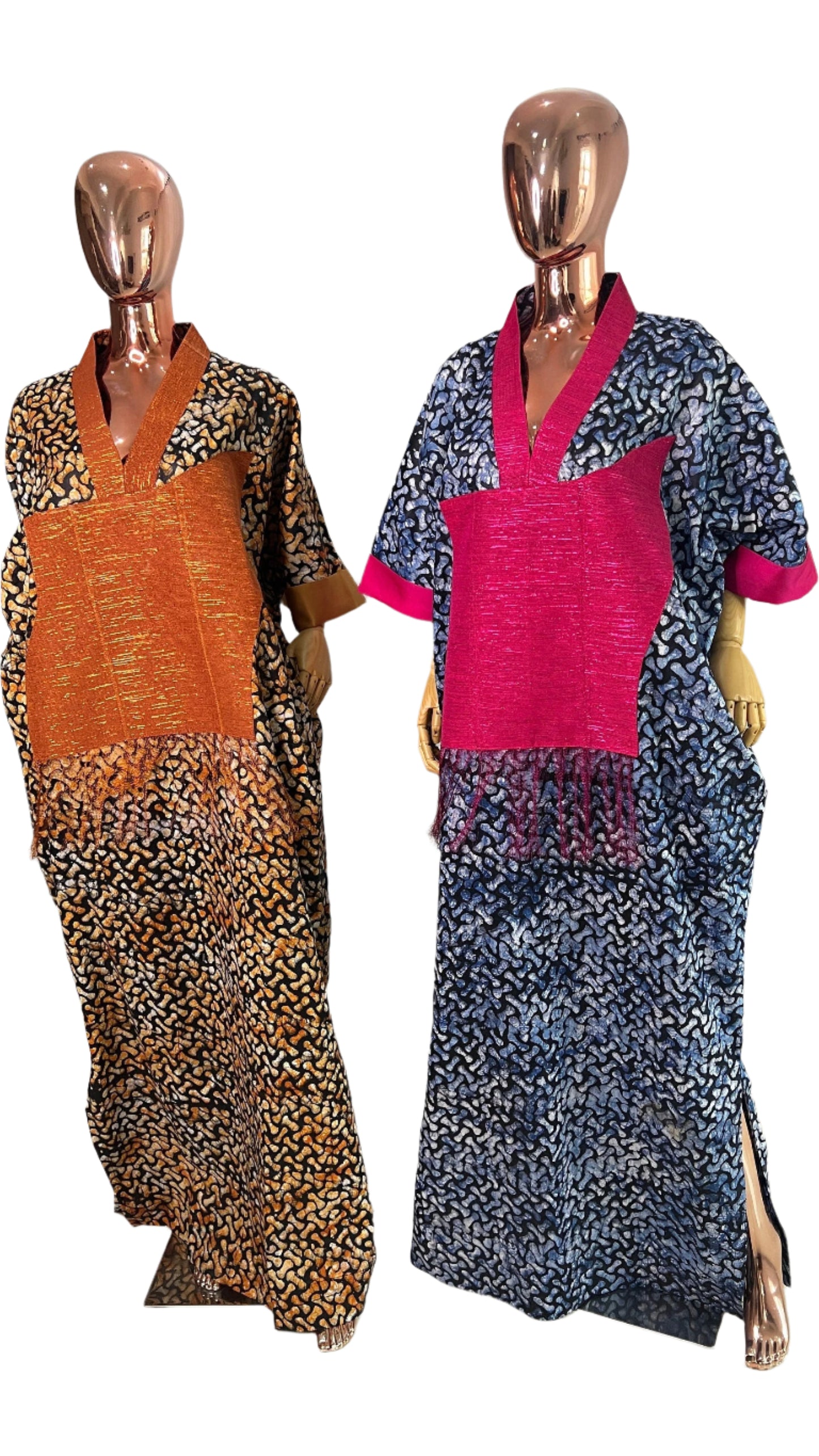 Adire/Batik Tye Dye Brocade kaftan/BouBou Kaftan/Caftan Shirt dress Summer/Beach wear Evening wear maxi/gown with slit