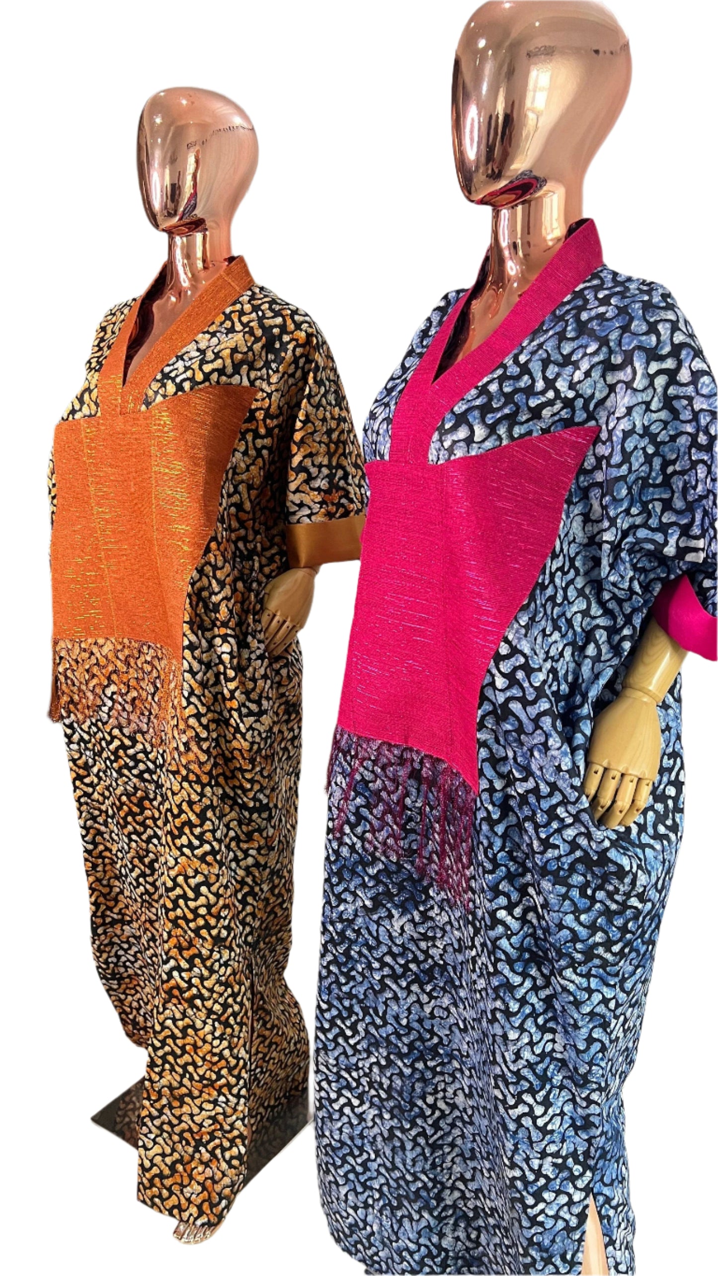 Adire/Batik Tye Dye Brocade kaftan/BouBou Kaftan/Caftan Shirt dress Summer/Beach wear Evening wear maxi/gown with slit