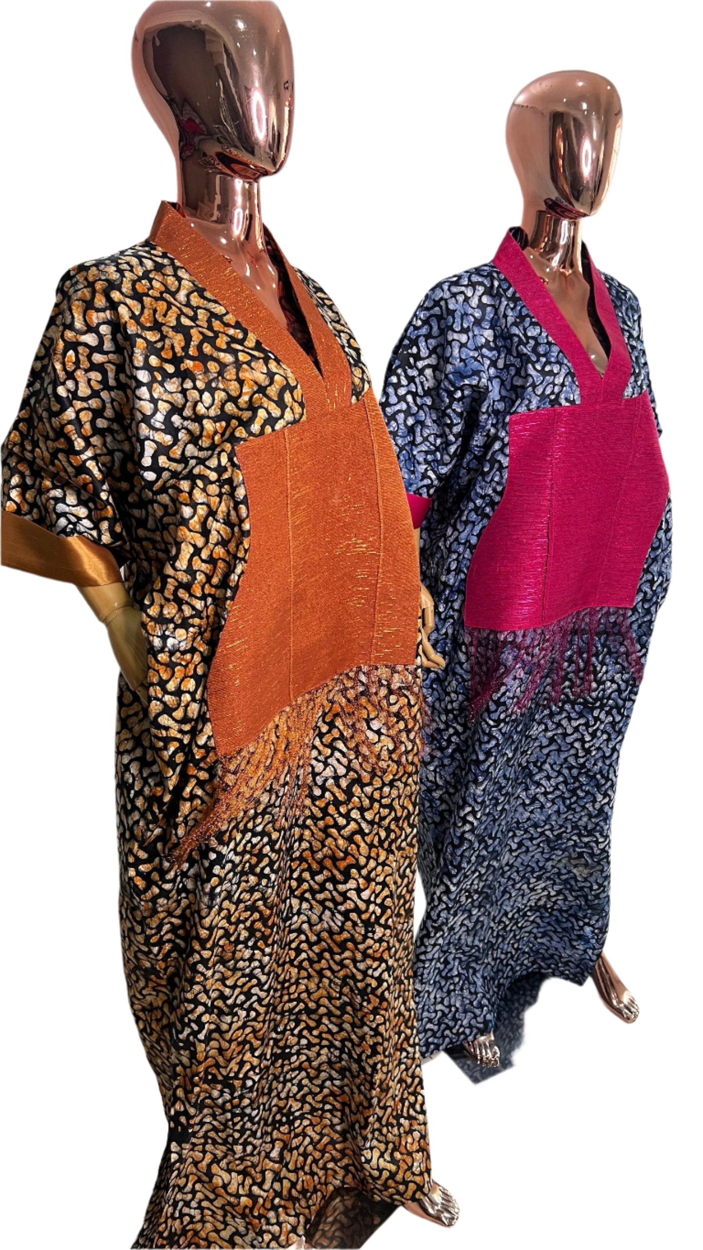Adire/Batik Tye Dye Brocade kaftan/BouBou Kaftan/Caftan Shirt dress Summer/Beach wear Evening wear maxi/gown with slit