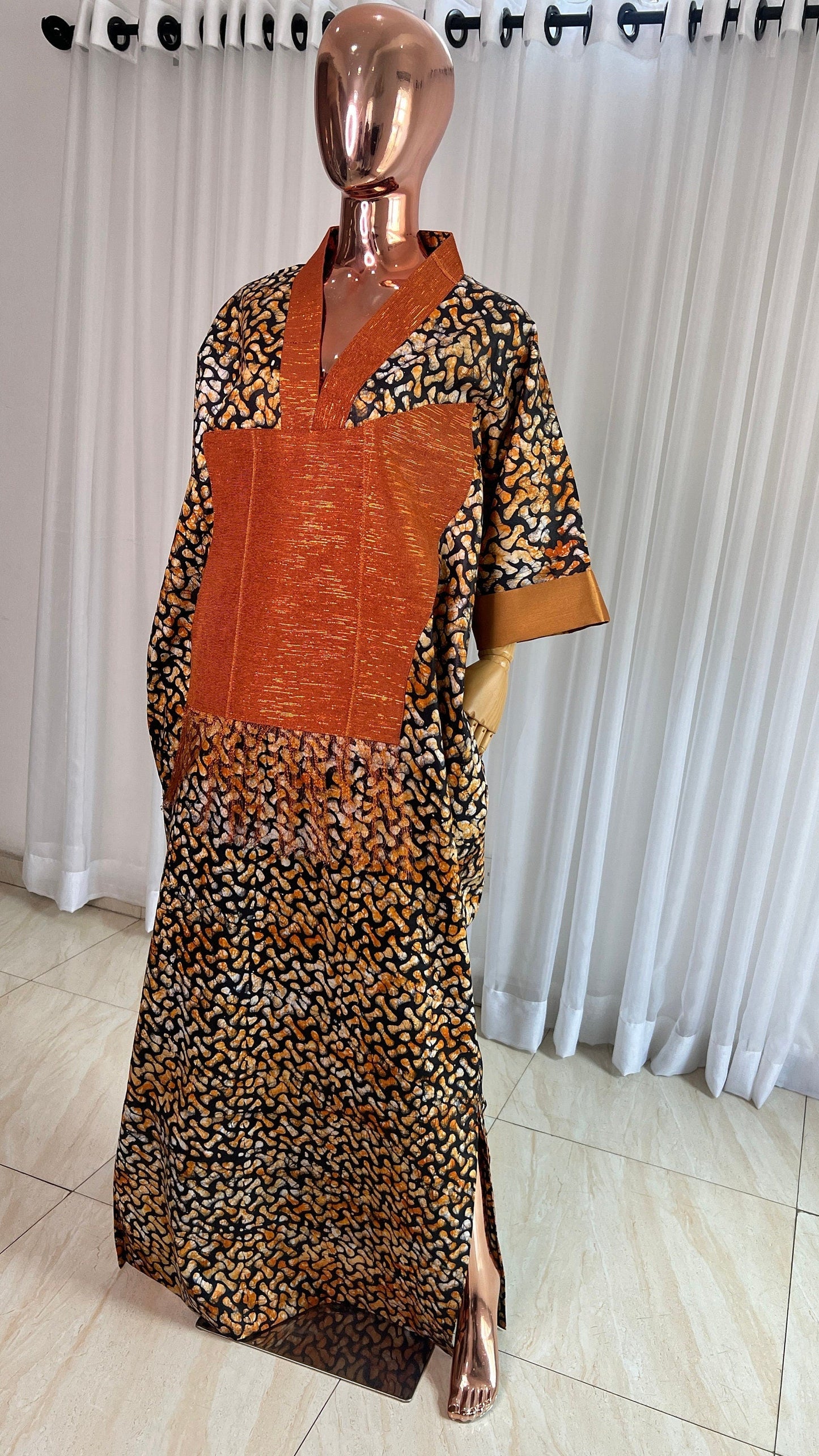 Adire/Batik Tye Dye Brocade kaftan/BouBou Kaftan/Caftan Shirt dress Summer/Beach wear Evening wear maxi/gown with slit