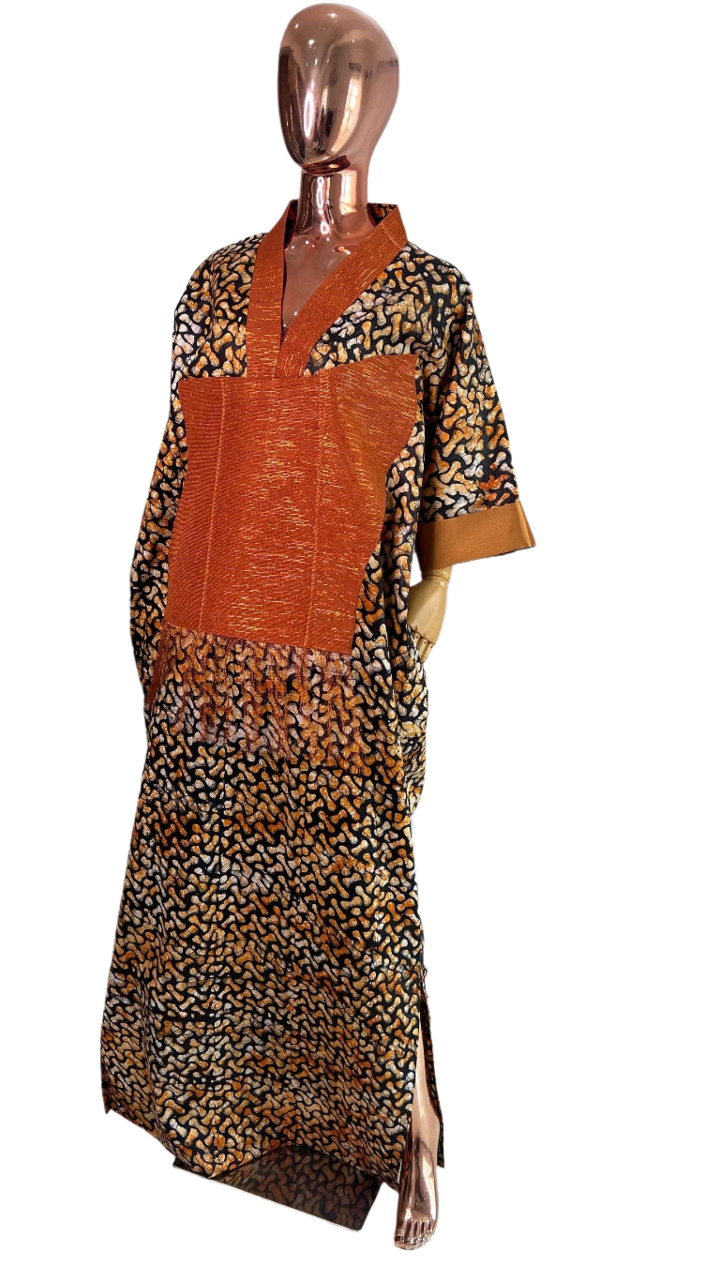 Adire/Batik Tye Dye Brocade kaftan/BouBou Kaftan/Caftan Shirt dress Summer/Beach wear Evening wear maxi/gown with slit