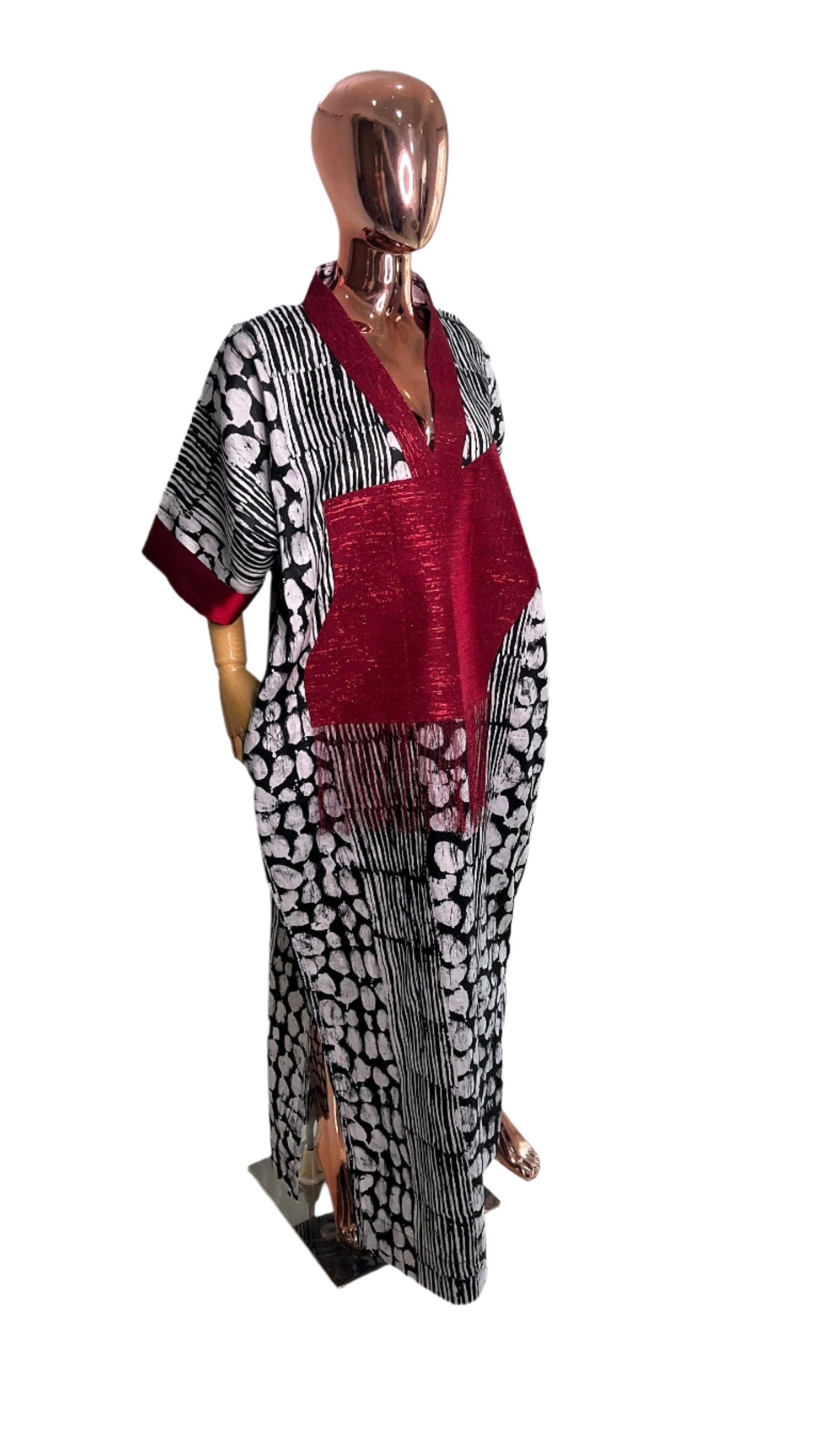 Adire/Batik Tye Dye Brocade kaftan/BouBou Kaftan/Caftan Shirt dress Summer/Beach wear Evening wear maxi/gown with slit