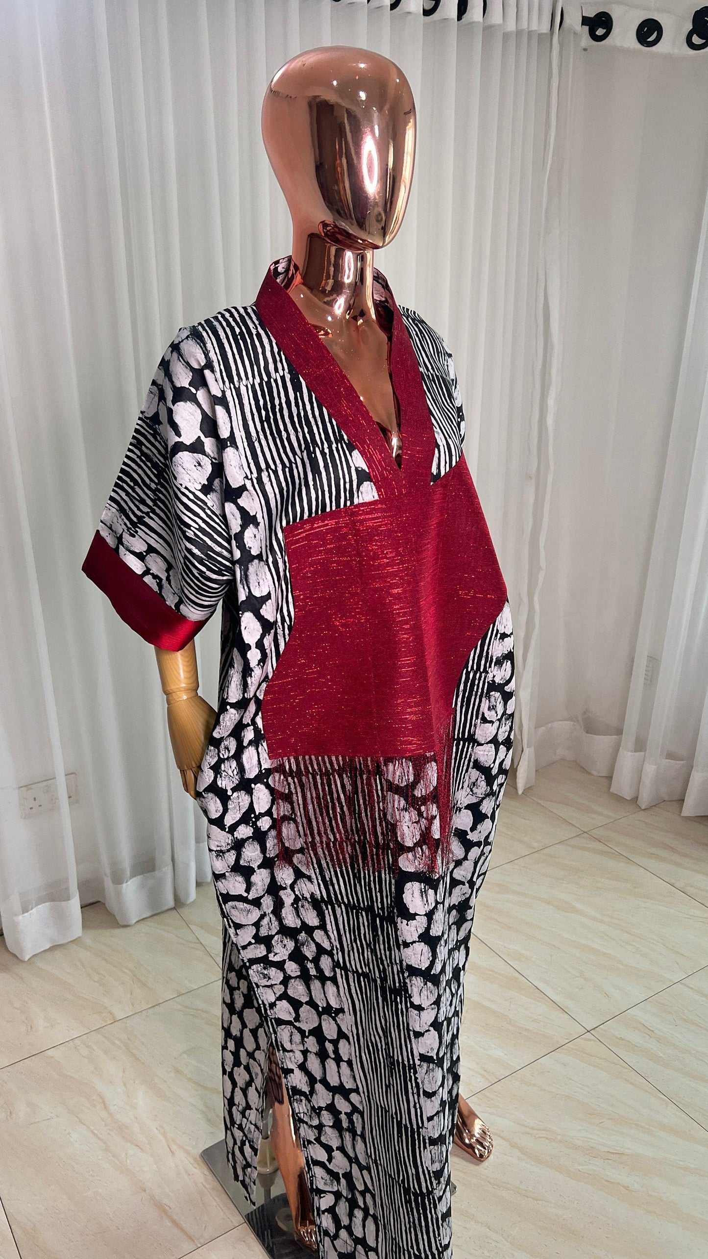Adire/Batik Tye Dye Brocade kaftan/BouBou Kaftan/Caftan Shirt dress Summer/Beach wear Evening wear maxi/gown with slit
