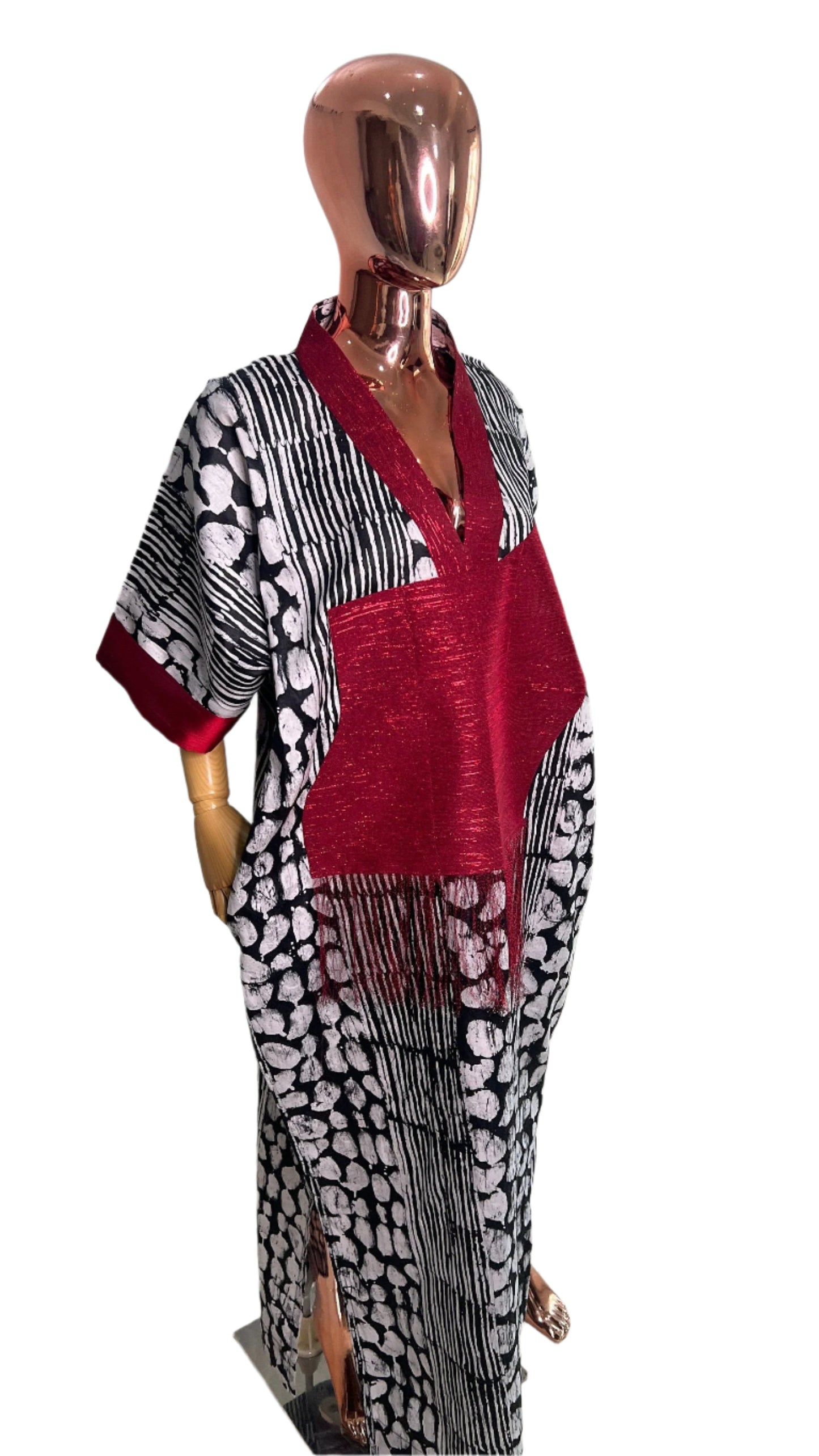 Adire/Batik Tye Dye Brocade kaftan/BouBou Kaftan/Caftan Shirt dress Summer/Beach wear Evening wear maxi/gown with slit