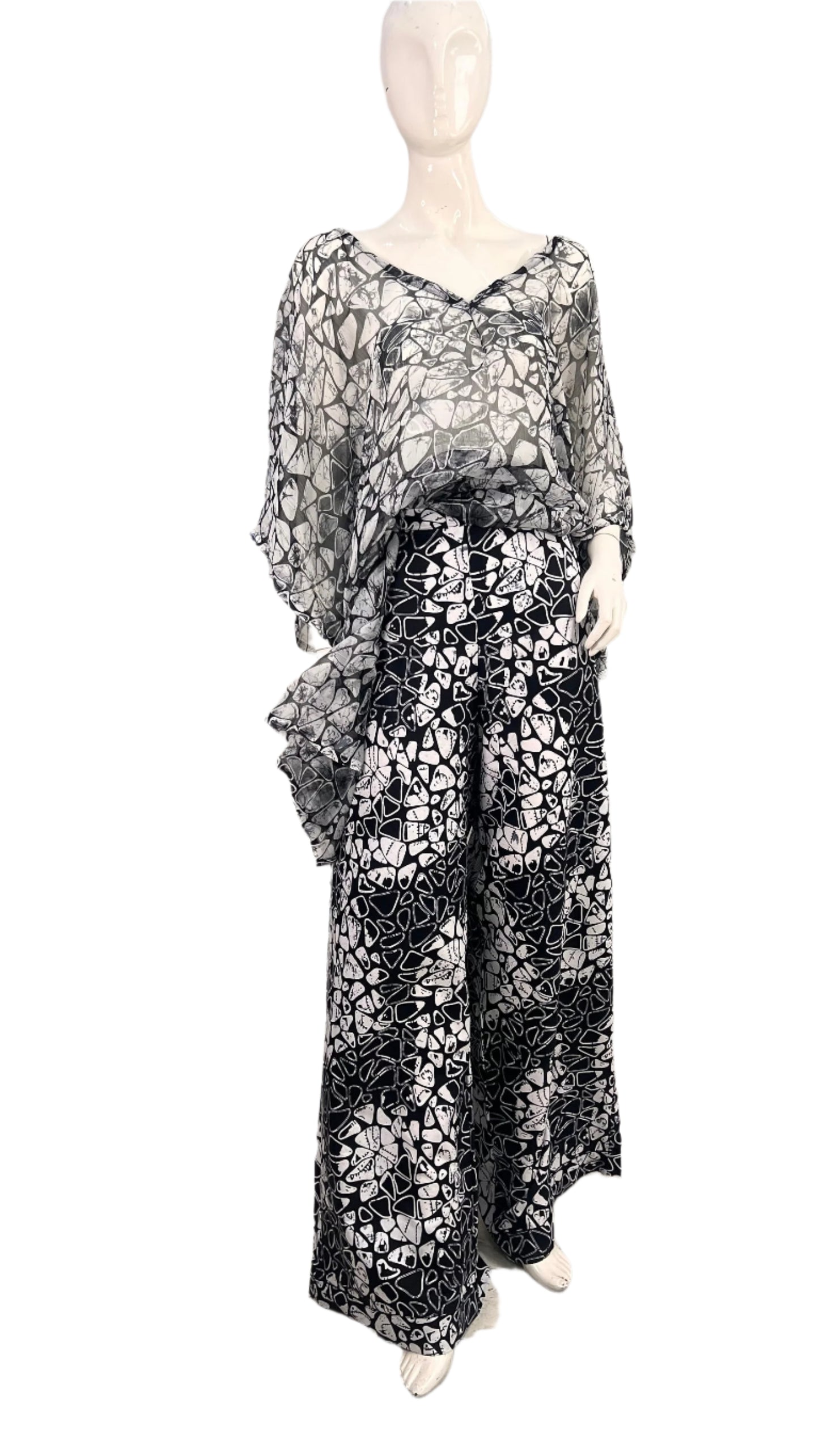 Ankara cotton Trouser/pant set with matching Print Chiffon Top african print hollandias