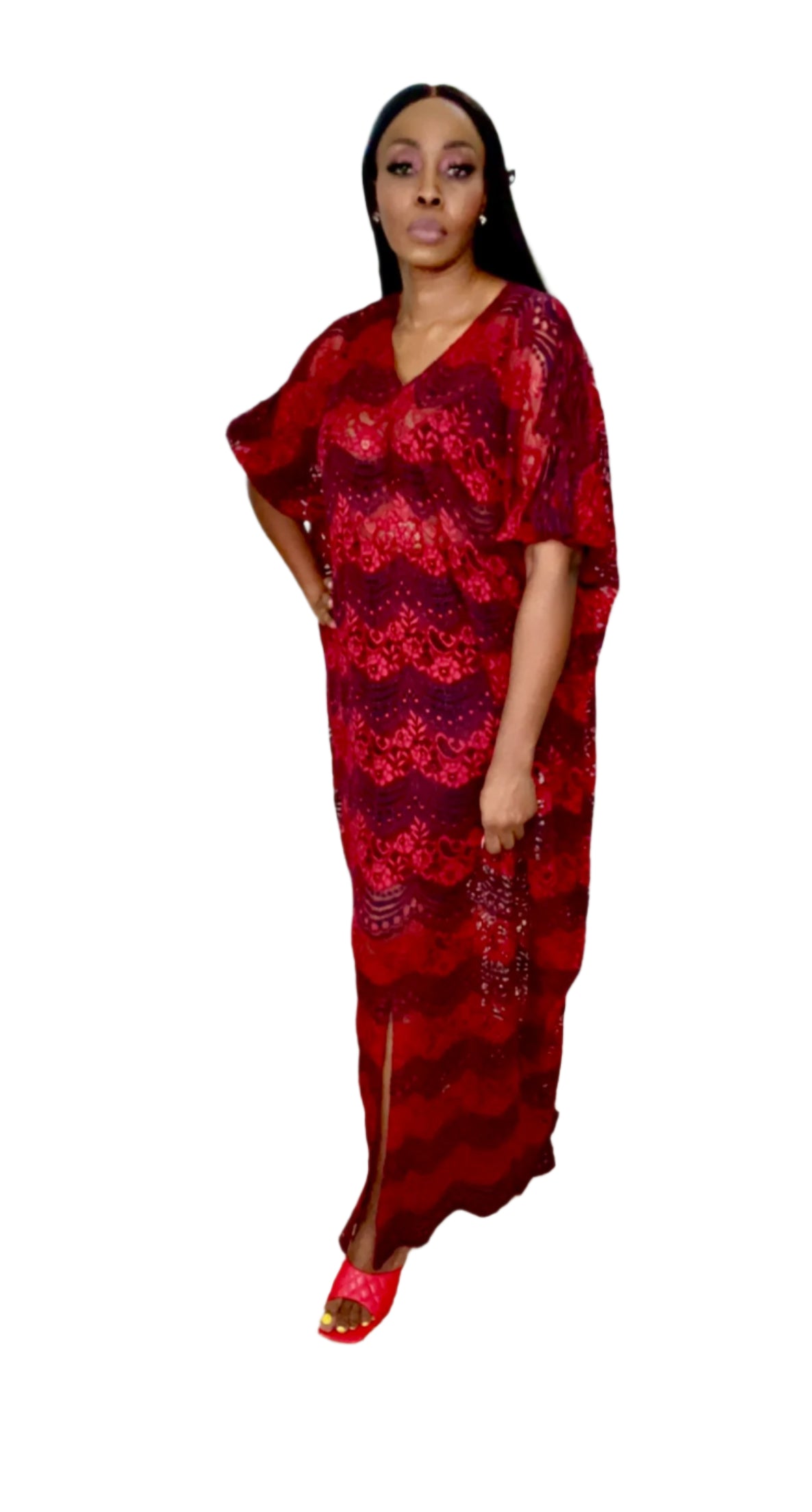 Eezzy Red Valentine Kaftan Maxi Dress - 019