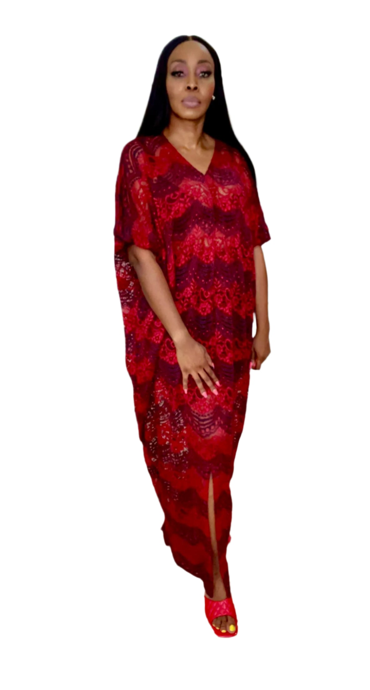 Eezzy Red Valentine Kaftan Maxi Dress - 019