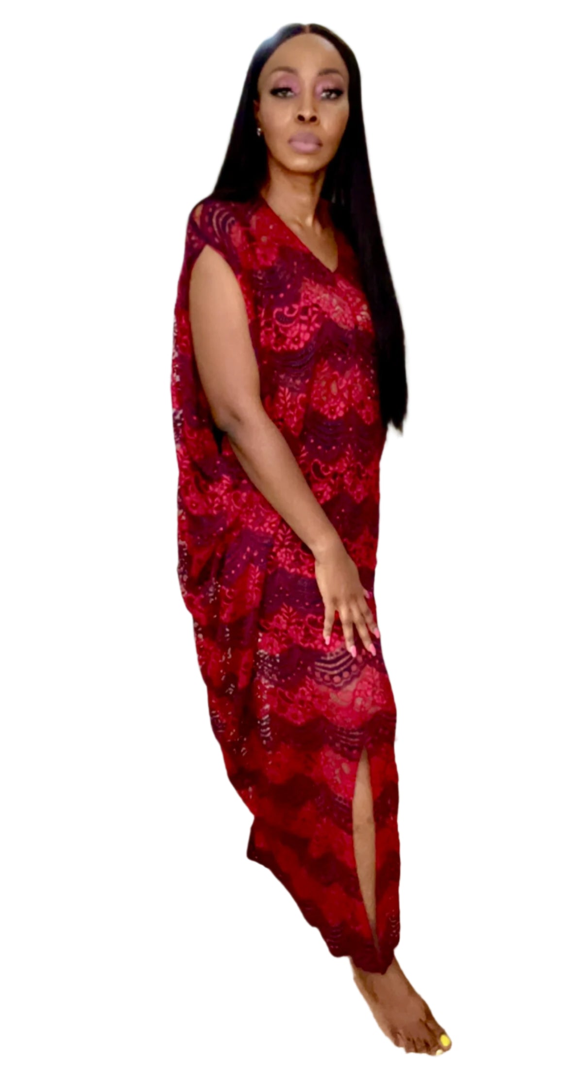 Eezzy Red Valentine Kaftan Maxi Dress - 019