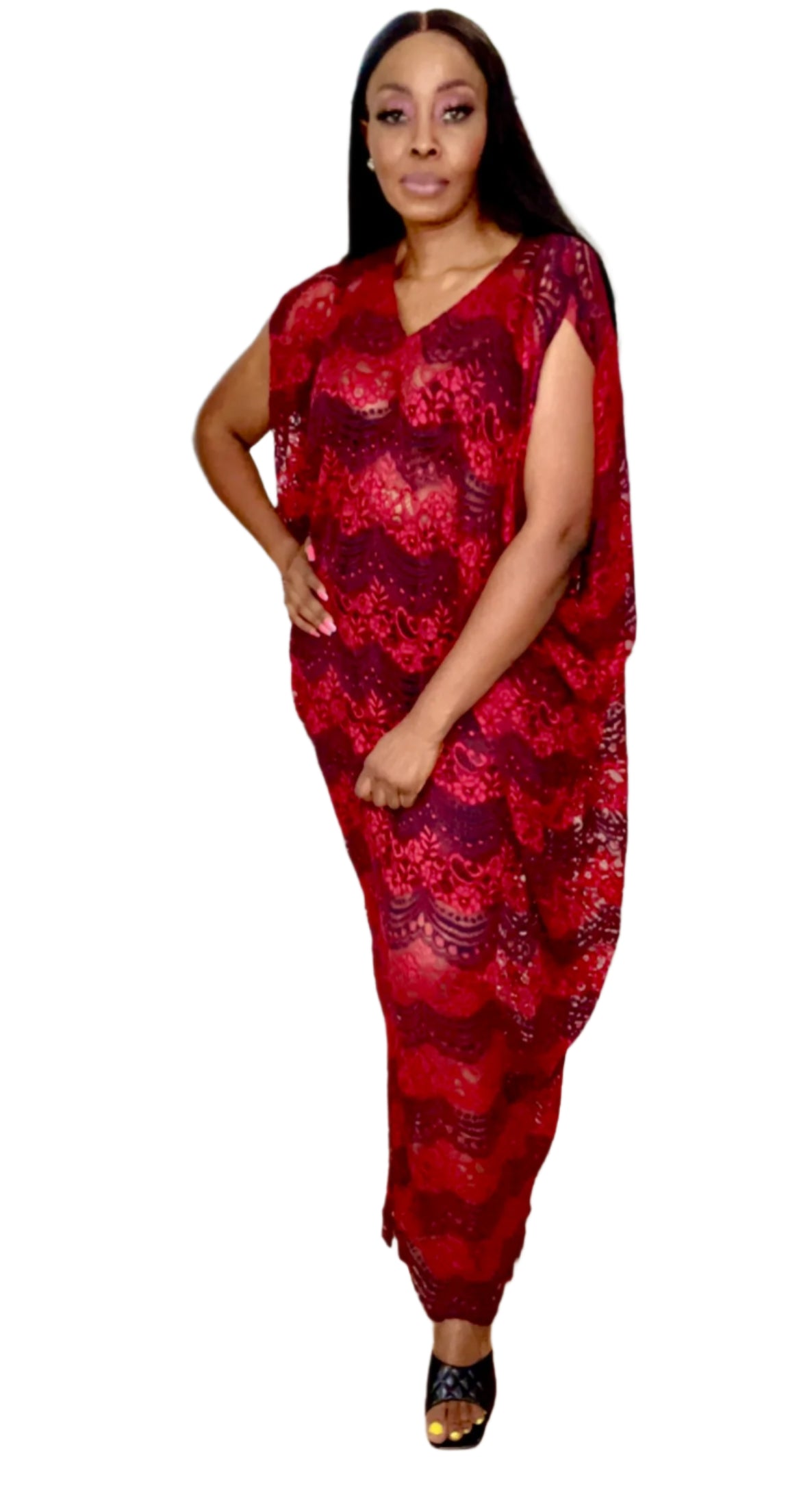 Eezzy Red Valentine Kaftan Maxi Dress - 019