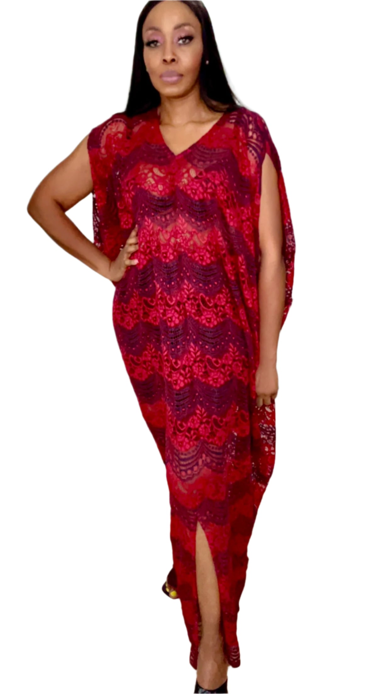 Eezzy Red Valentine Kaftan Maxi Dress - 019