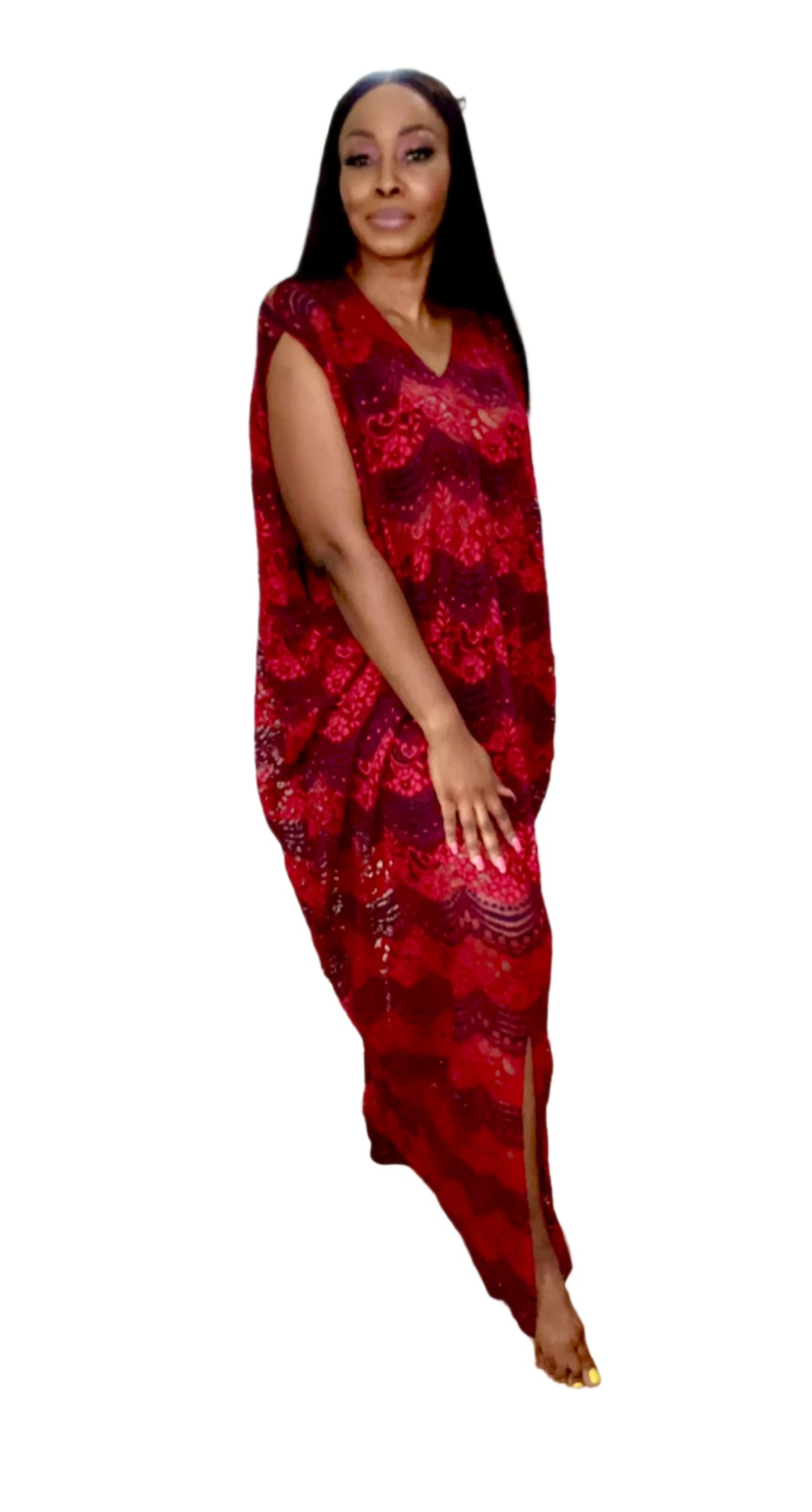 Eezzy Red Valentine Kaftan Maxi Dress - 019