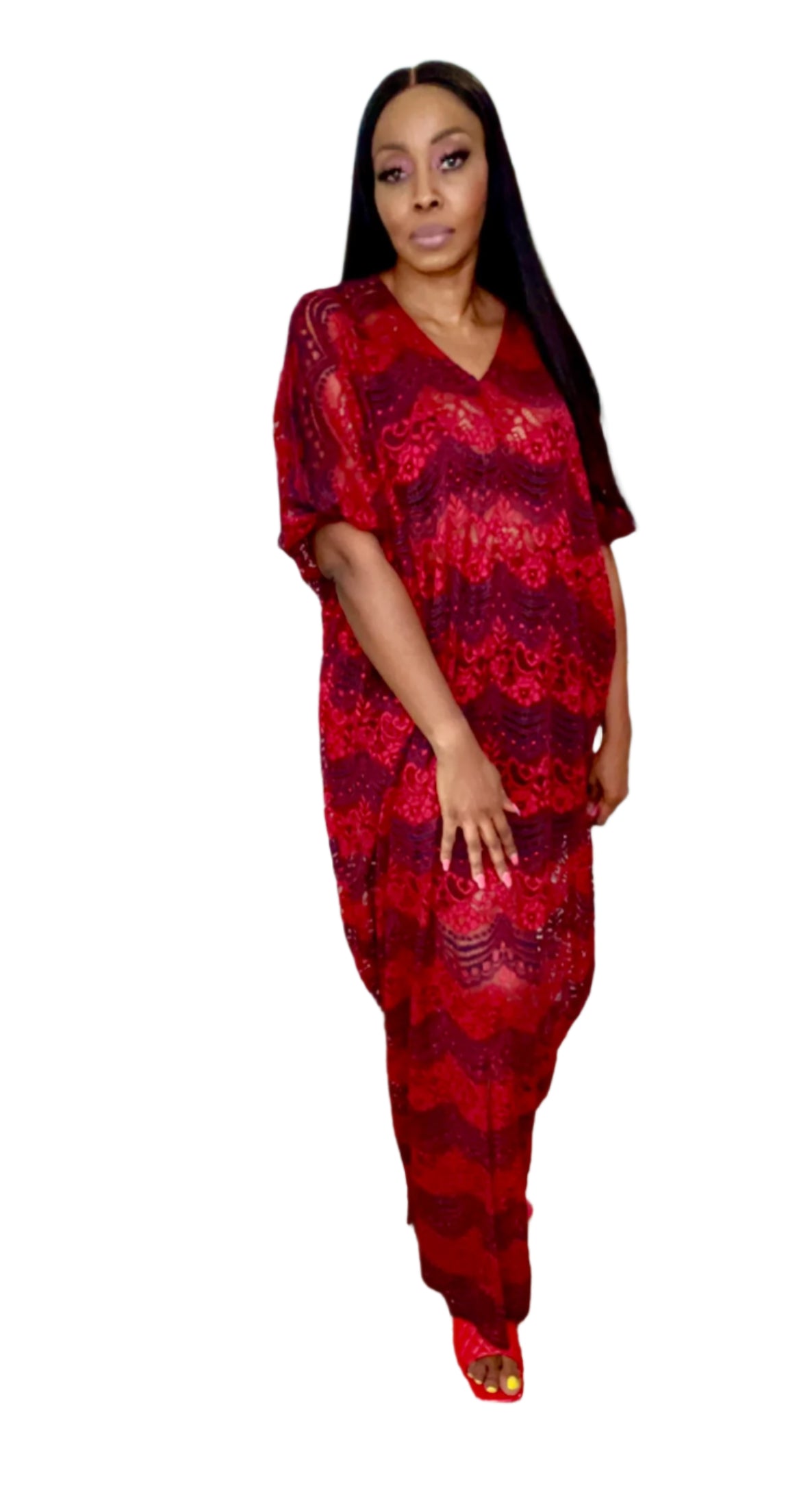 Eezzy Red Valentine Kaftan Maxi Dress - 019