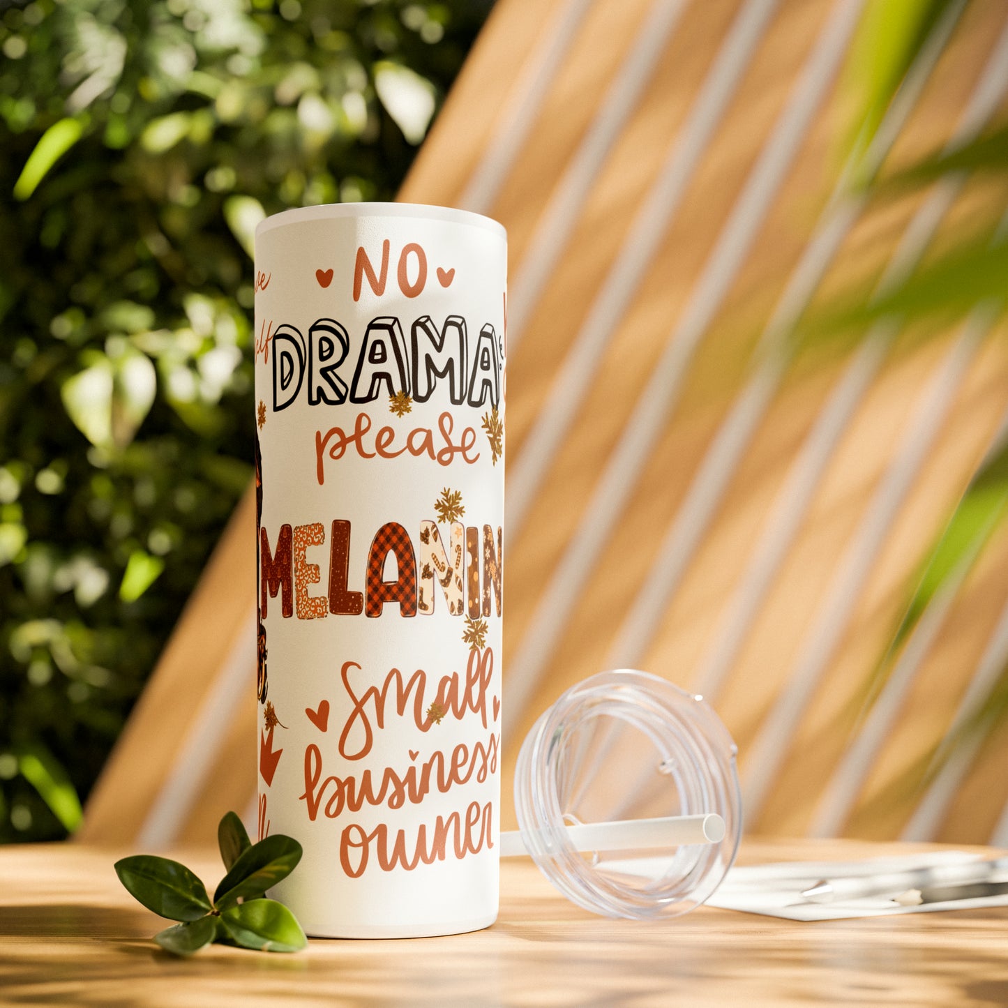 Melanin Love - Skinny Tumbler with Straw, 20oz