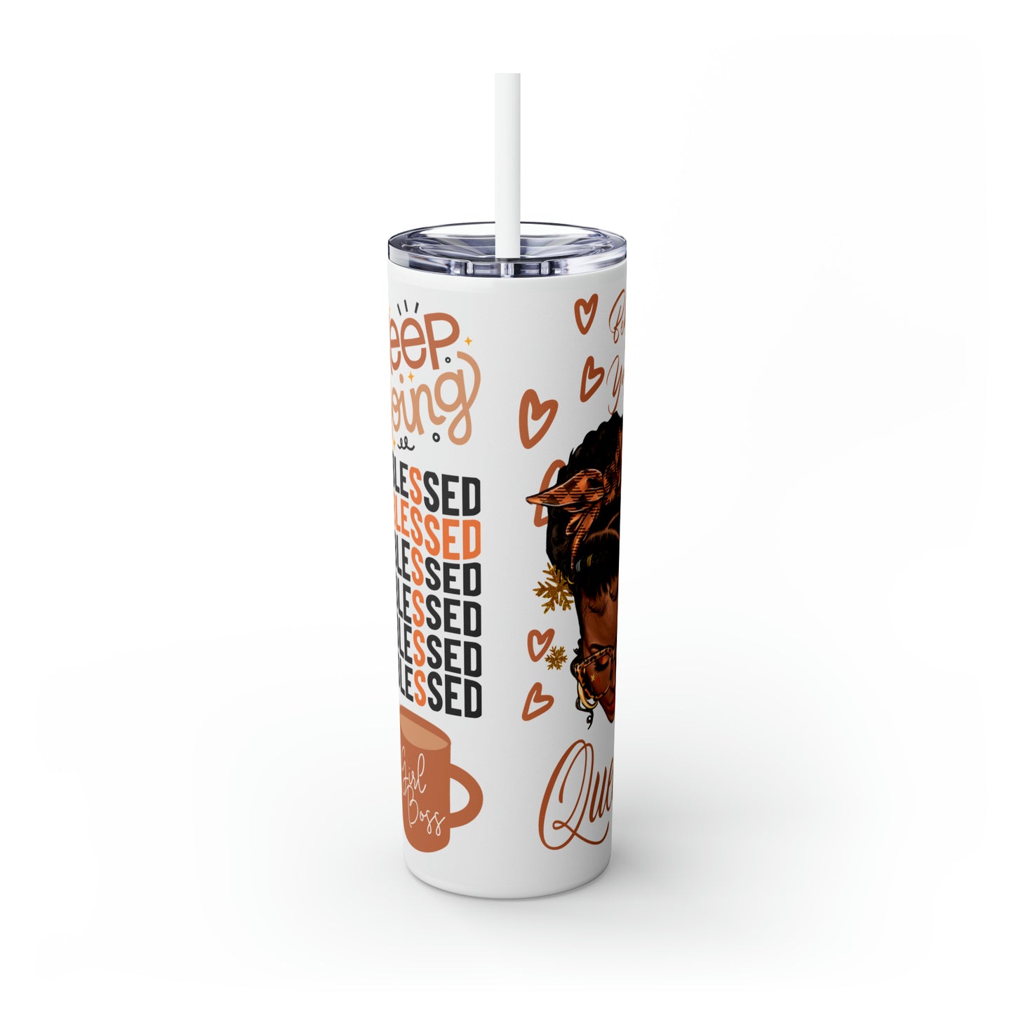 Melanin Love - Skinny Tumbler with Straw, 20oz