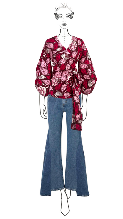 DIKE African Print Ankara Cotton Wrap Top Summer Party