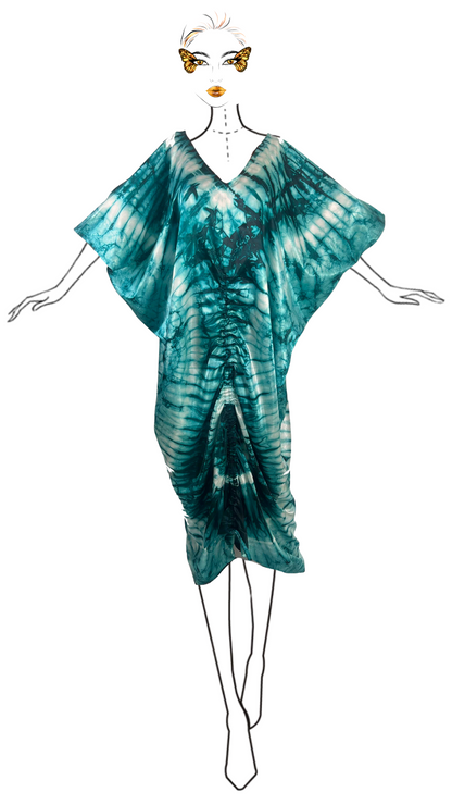 ADANNE African Print Adire Silk Kaftan Evening Gown/maxi Dress