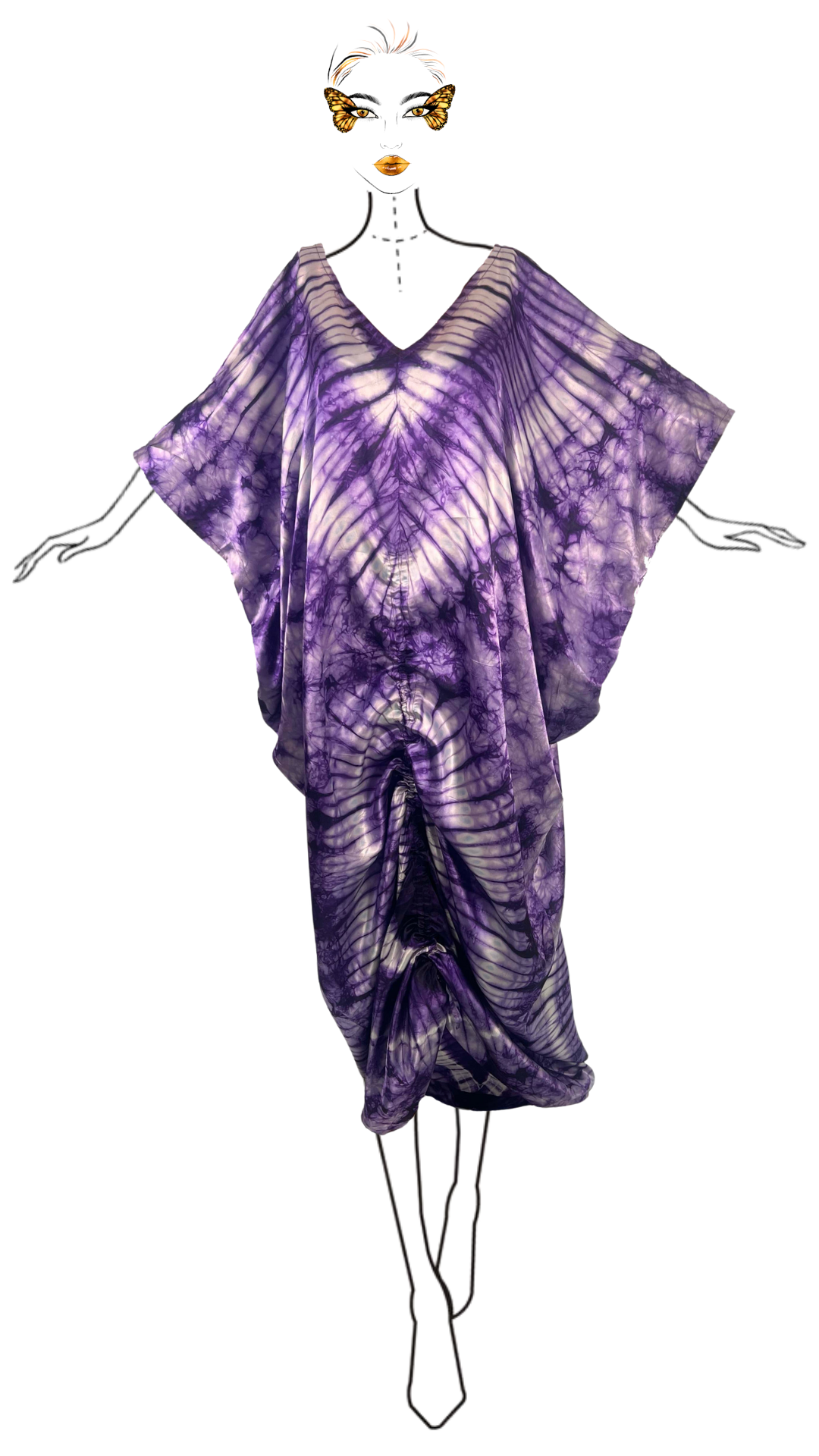 ADANNE African Print Adire Silk Kaftan Evening Gown/maxi Dress