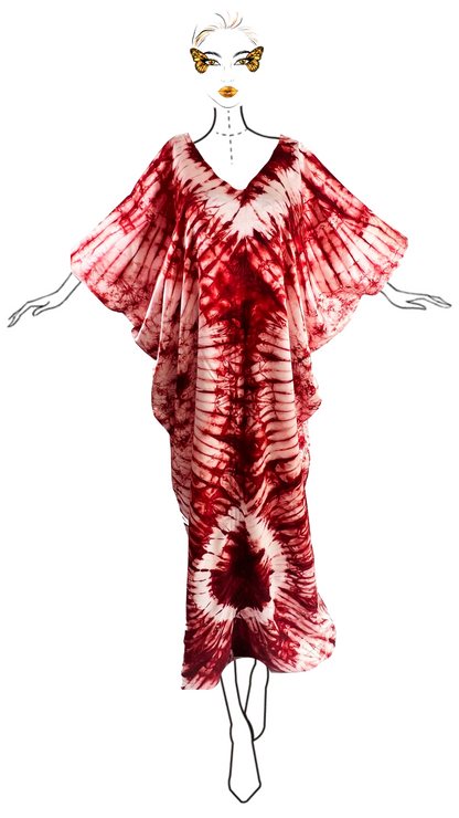 ADANNE African Print Adire Silk Kaftan Evening Gown/maxi Dress