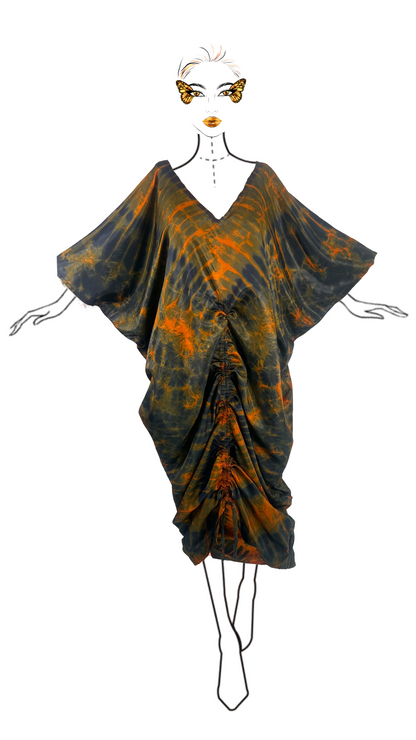 ADANNE African Print Adire Silk Kaftan Evening Gown/maxi Dress