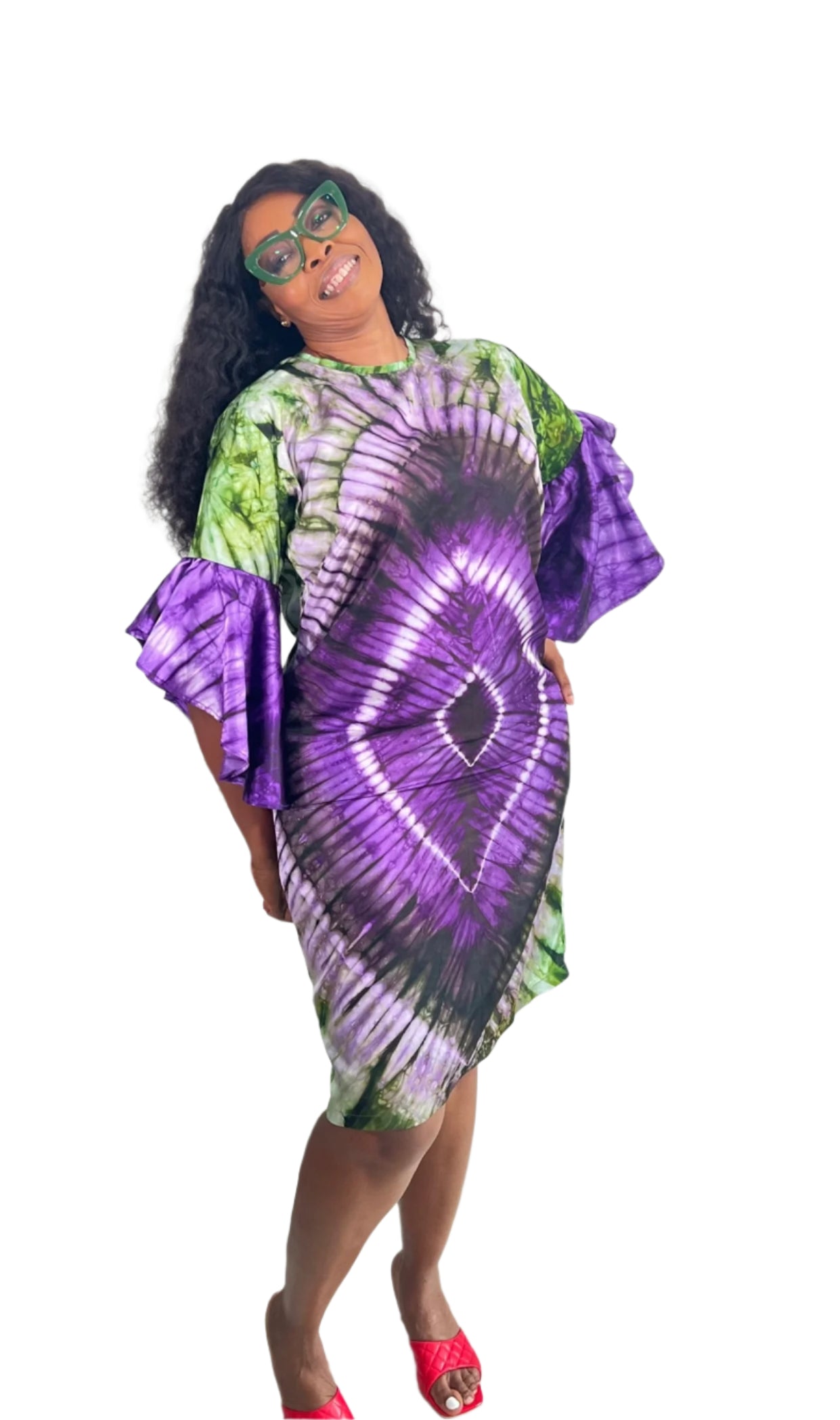 Adire/Tye Dye silk dress Summer Evening wear gown - 099