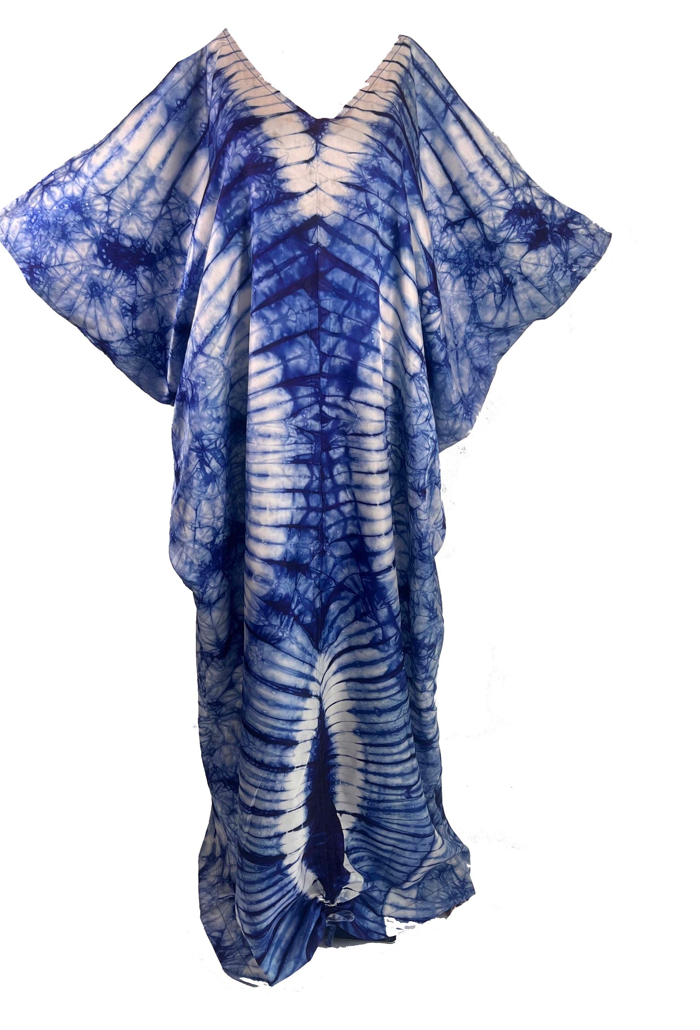 ADANNE African Print Adire Silk Kaftan Evening Gown/maxi Dress