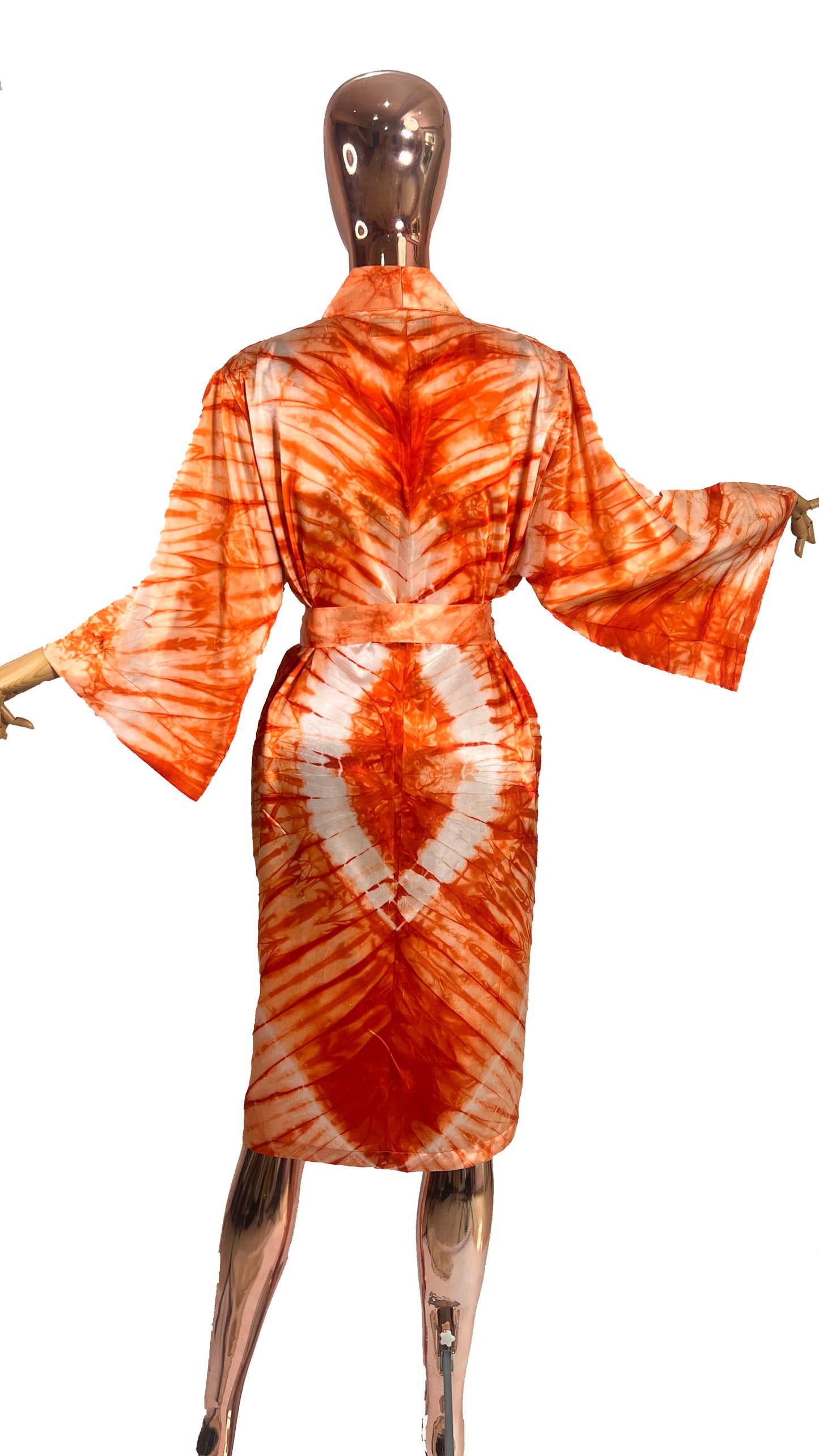 ADAMMA Women Silky Adire Tie-Dye African Robe Kimono Beach cover up Bridal Shower Loungewear Short
