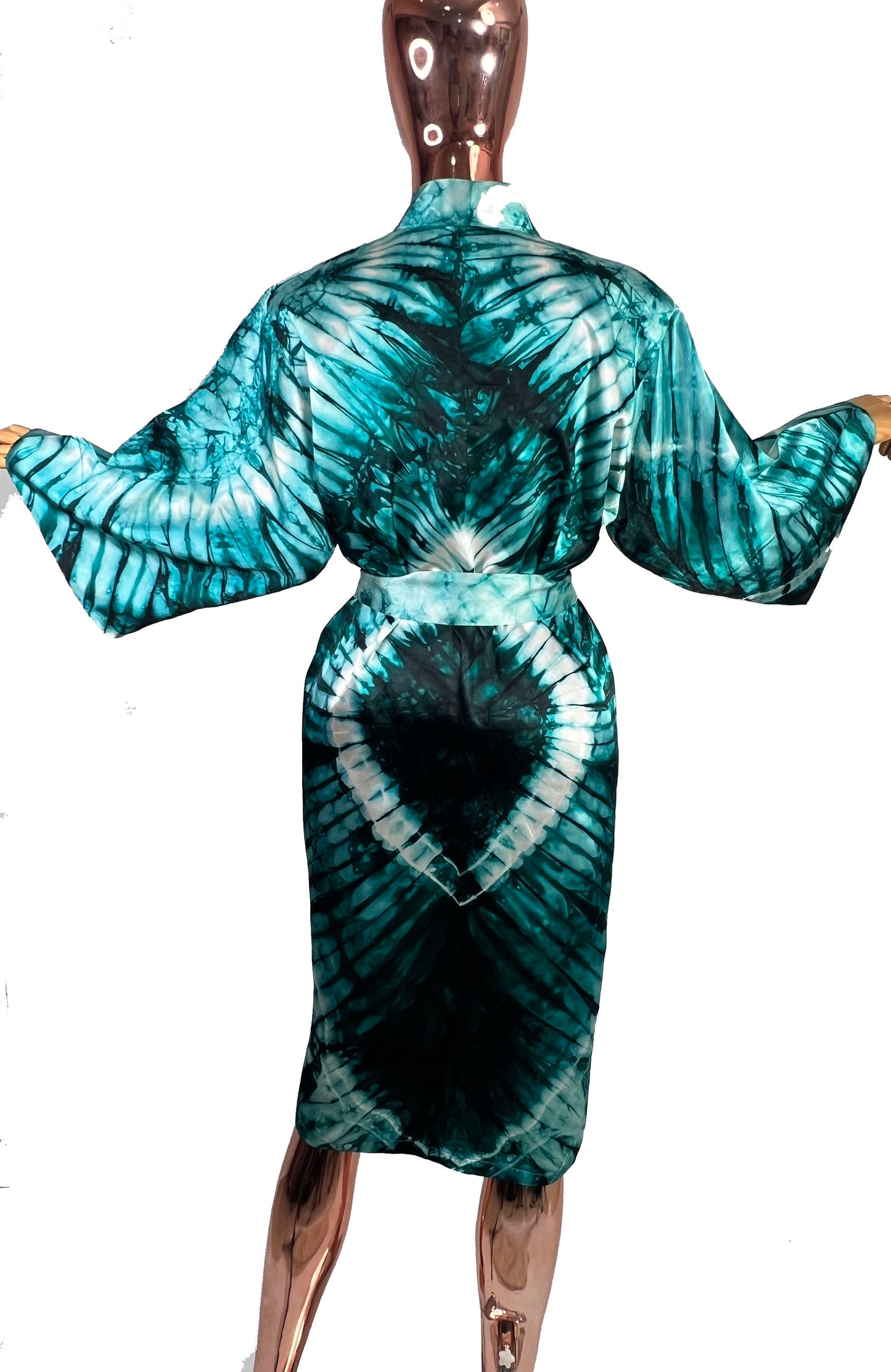 ADAMMA Women Silky Adire Tie-Dye African Robe Kimono Beach cover up Bridal Shower Loungewear Short