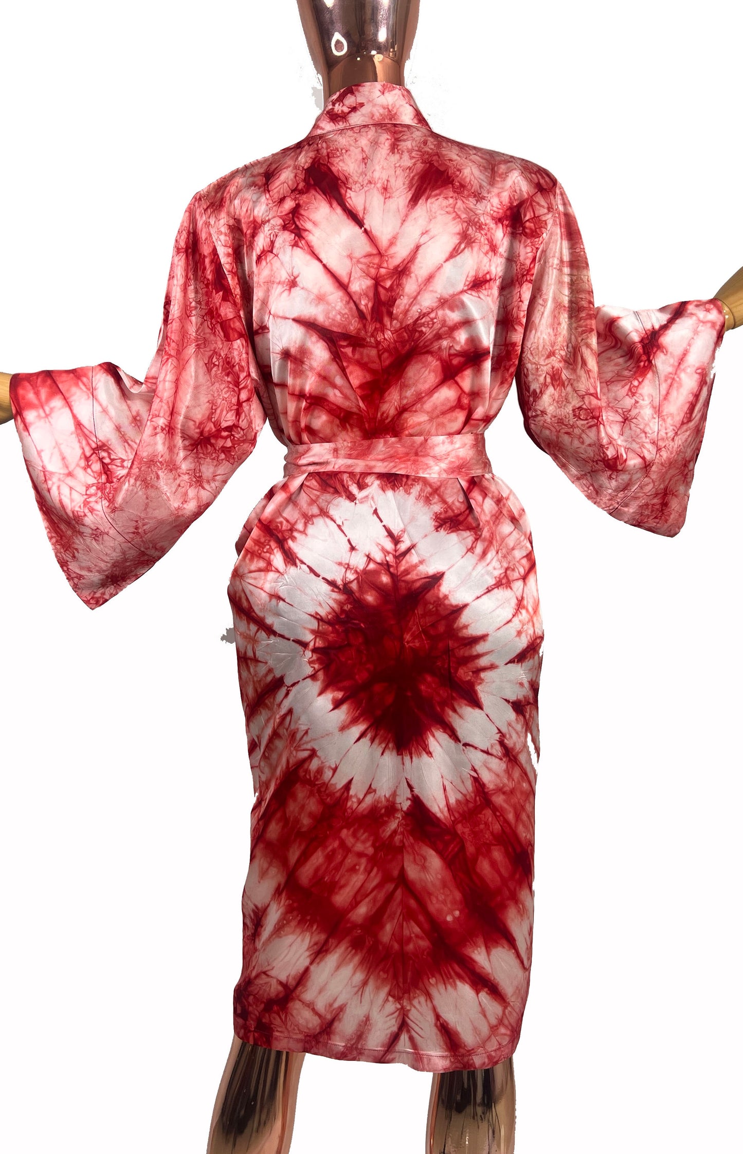 ADAMMA Women Silky Adire Tie-Dye African Robe Kimono Beach cover up Bridal Shower Loungewear Short
