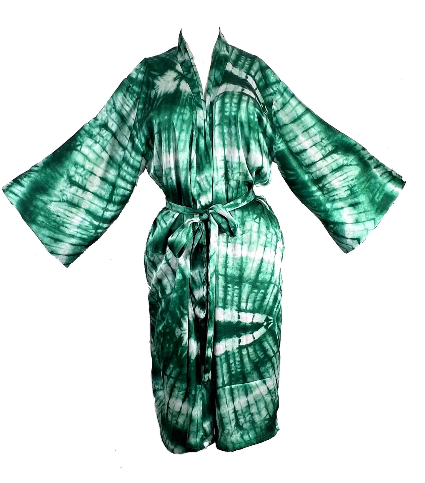 ADAEZE Women Silky Adire Tie-Dye African Robe Kimono Beach cover up Bridal Shower Loungewear Short