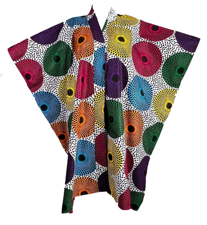 ADAUGO African Print Ankara 100% Cotton Oversize duster Kimono with pockets and scarf - Knee Length