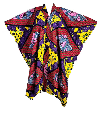 ADAUGO African Print Ankara 100% Cotton Oversize duster Kimono with pockets and scarf - Knee Length