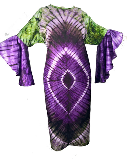 Adire/Tye Dye silk dress Summer Evening wear gown - 099